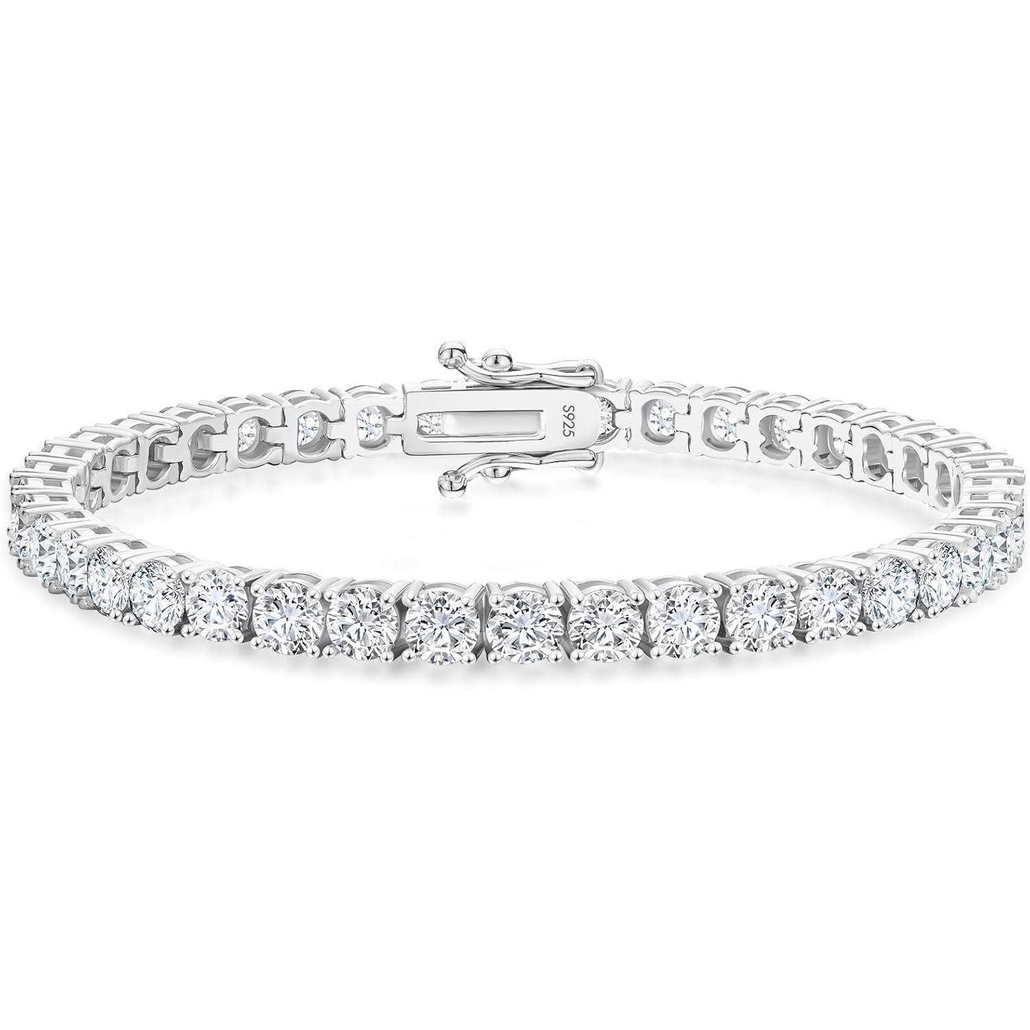 LuxusKollektion Tennisarmband Moissanite Tennisarmband Silber 925 für Damen 4mm 11,7 Karat VVS1 D