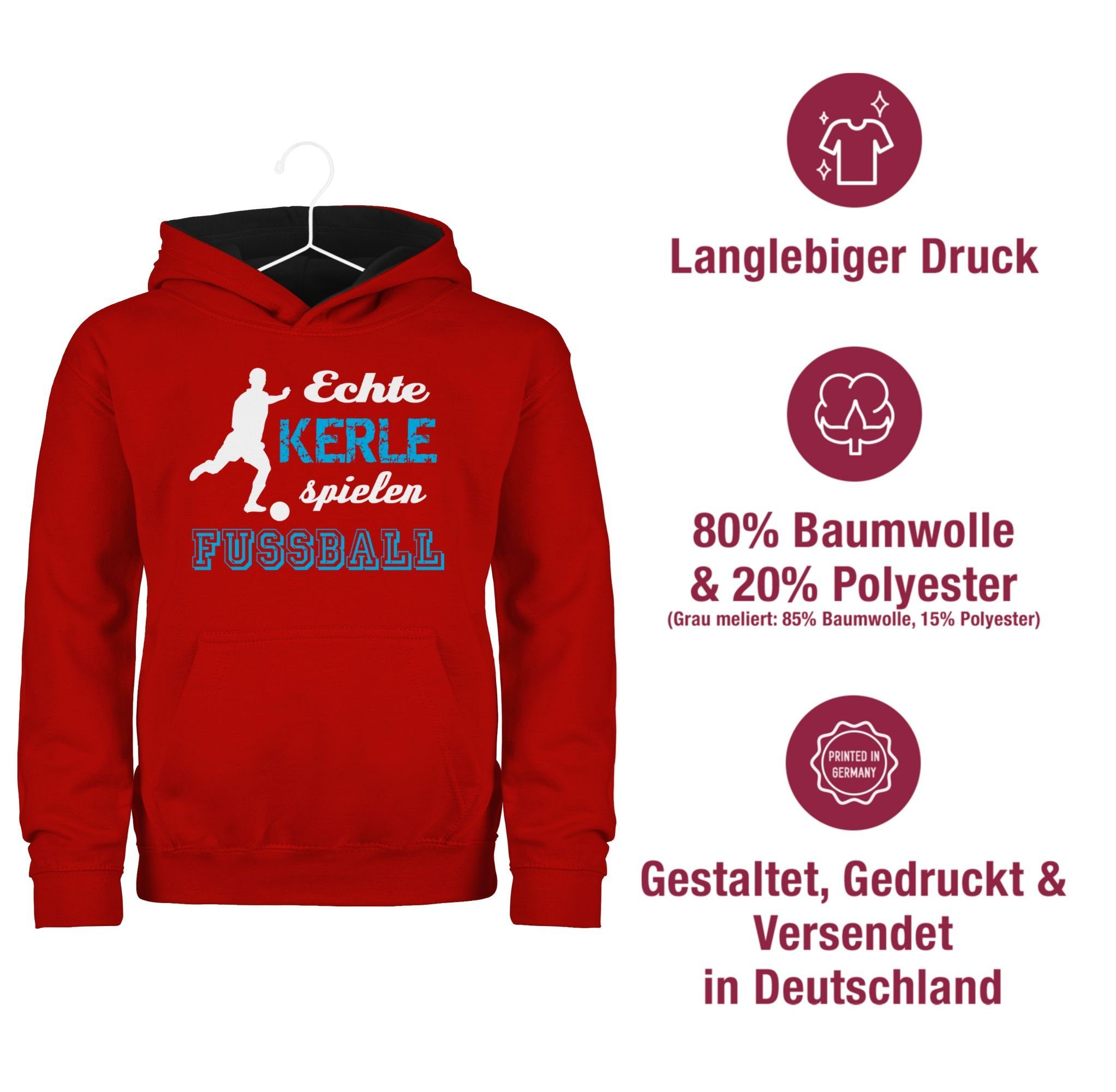 Fußball spielen Hoodie 1 Echte Sport Kleidung Kerle Kinder Shirtracer Rot/Schwarz