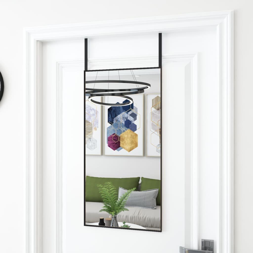 furnicato Wandspiegel Türspiegel Schwarz 40x80 cm Glas und Aluminium