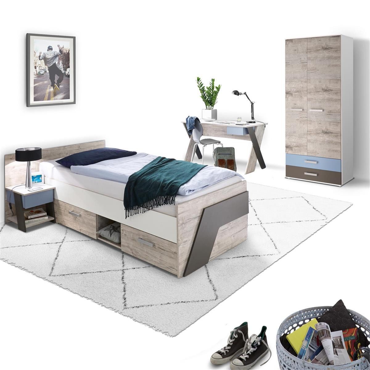 Lomadox Jugendzimmer-Set LEEDS-10, (Sparset, 4-tlg), Sandeiche günstig online kaufen
