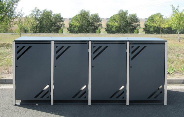 ediGarden Mülltonnenbox “Mülltonnenbox für 4 Mülltonnen Klappdeckel grau”