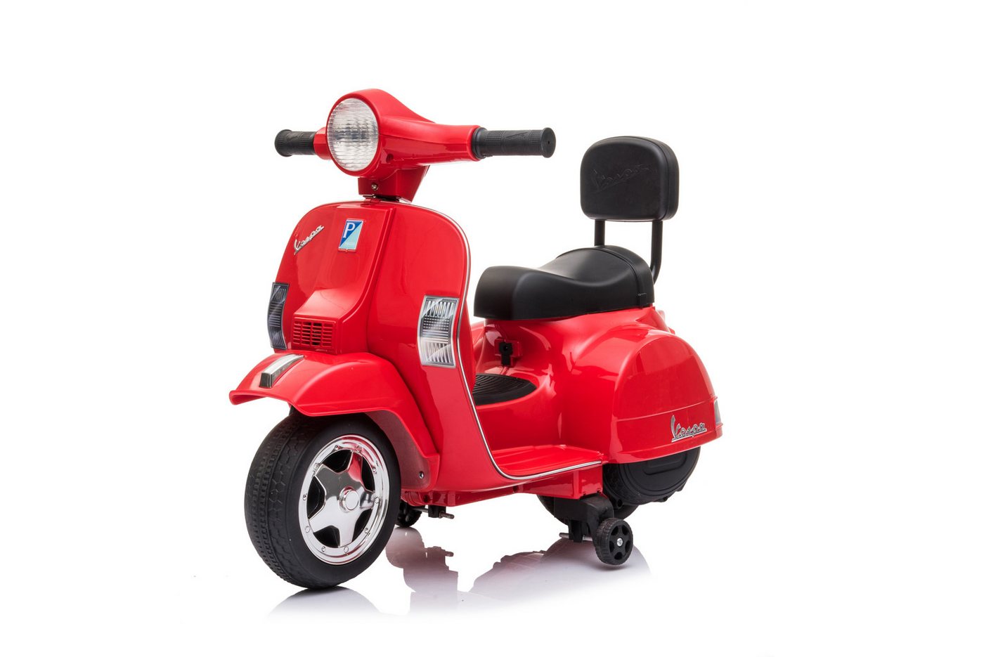 GarveeMore Elektro-Kinderauto 6V Elektrische Vespa für Kinder, Lizenzierter Kinderroller, 3 Rädern und Stützrädern,Sanftanlauf, 3 km/h, Licht- und Soundeffekte