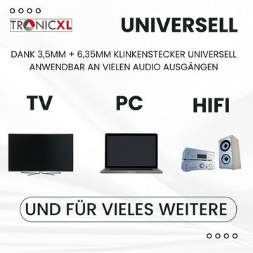 TronicXL Fernsehkopfhörer Kopfbügel 6m langes Kabel TV Klinke Fernseher 6,35mm HiFi-Kopfhörer (kabelgebunden, Stereo, Lautstärkeregler)