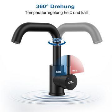 Auralum Waschtischarmatur 2 Stück Bad Wasserhahn Waschbecken Einhebel Mischbatterie Badarmatur 360° Drehbare,Schwarz