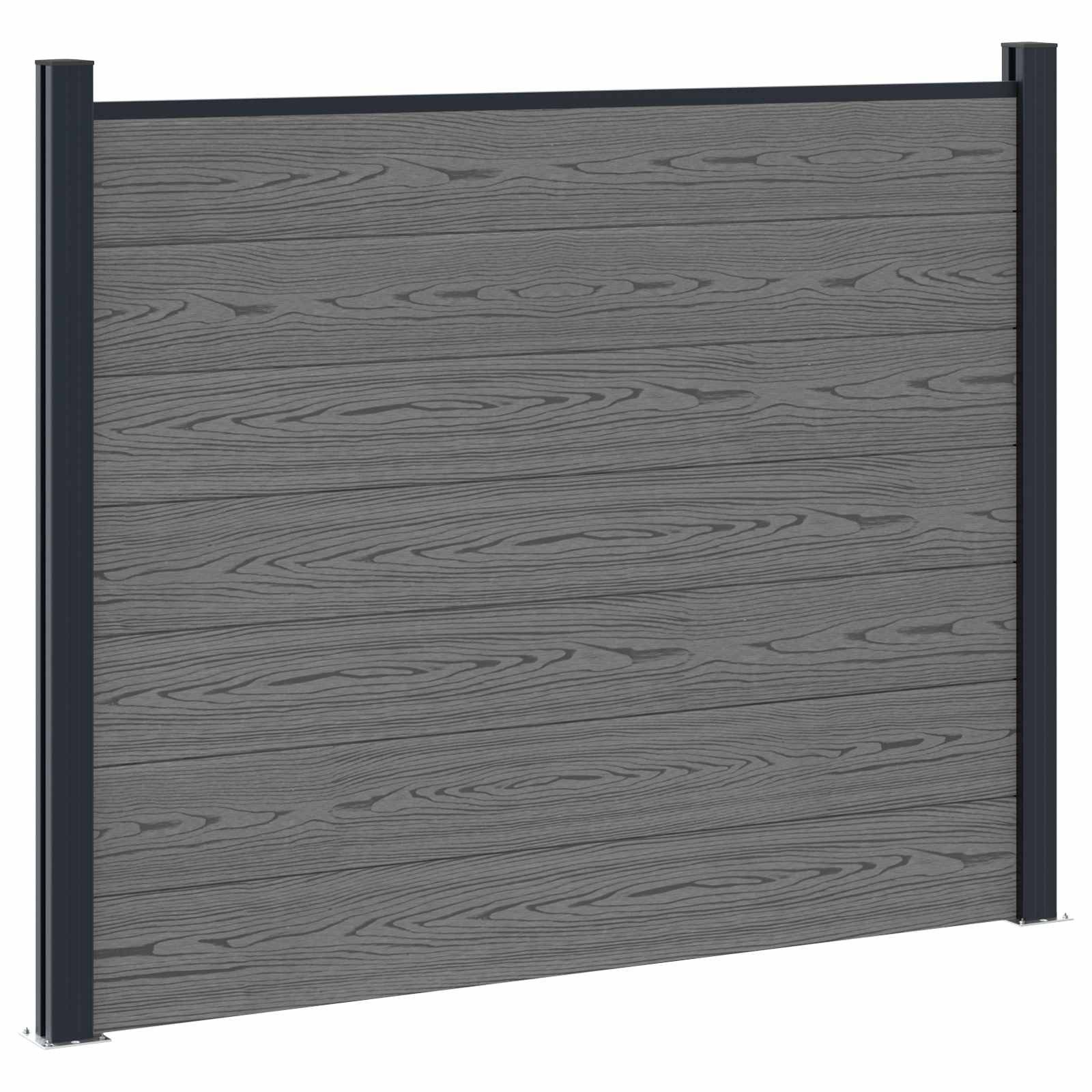 vidaXL Gartenzaun Zaunelement WPC und Aluminium Grau, (1-St), Zaunelement WPC und Aluminium Grau