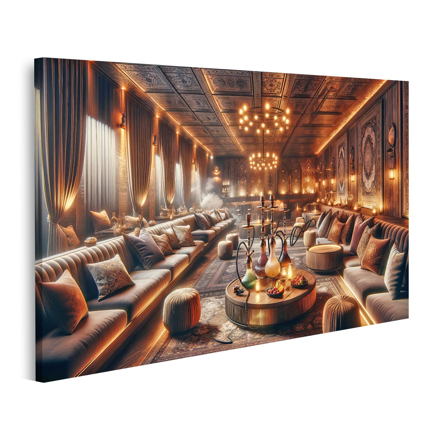 islandburner Leinwandbild Einladende Shisha Lounge mit modernem und gemütlichem Ambiente