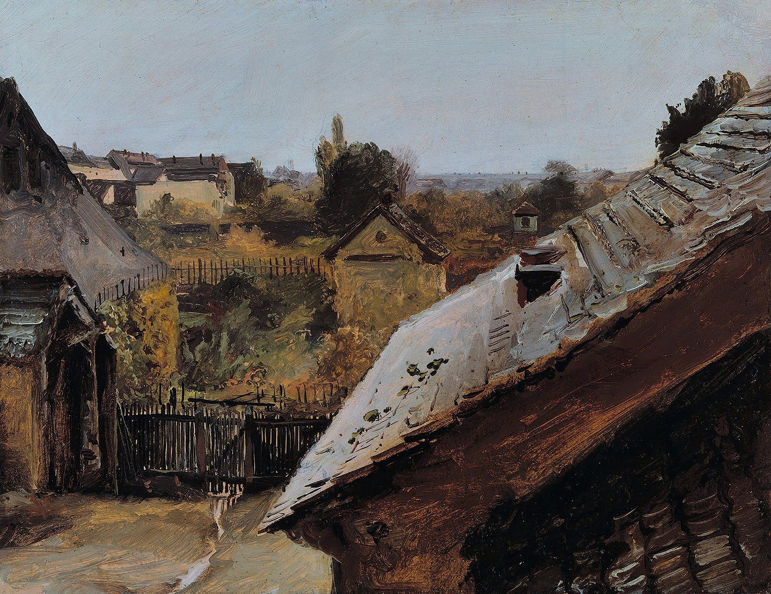 Kunstdruck View of Roofs and Gardens Carl Blechen Stadt Häuser Gärten