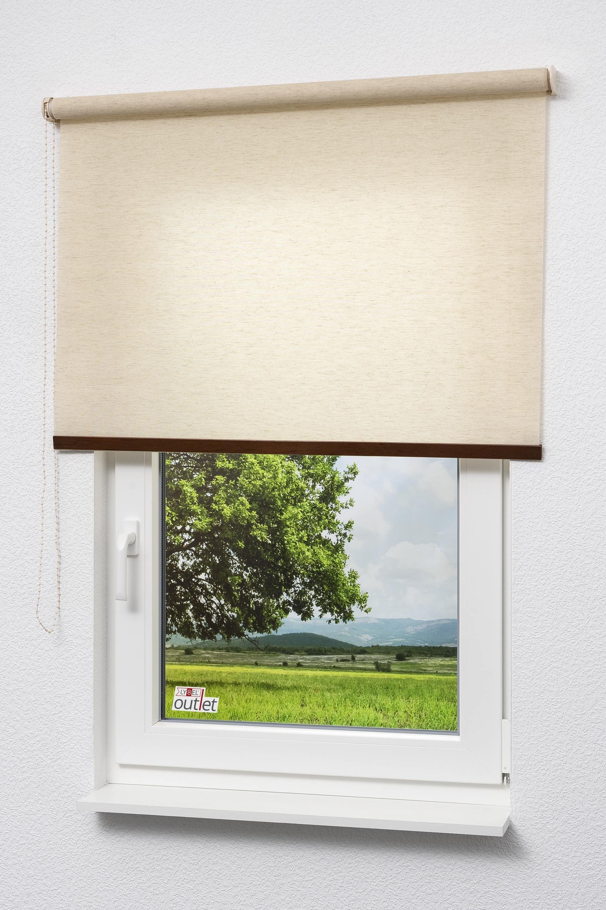 Rollo Basisrollo Holzdekor blickdicht, beige LYSEL®, 190x60cm HxB beige Beige