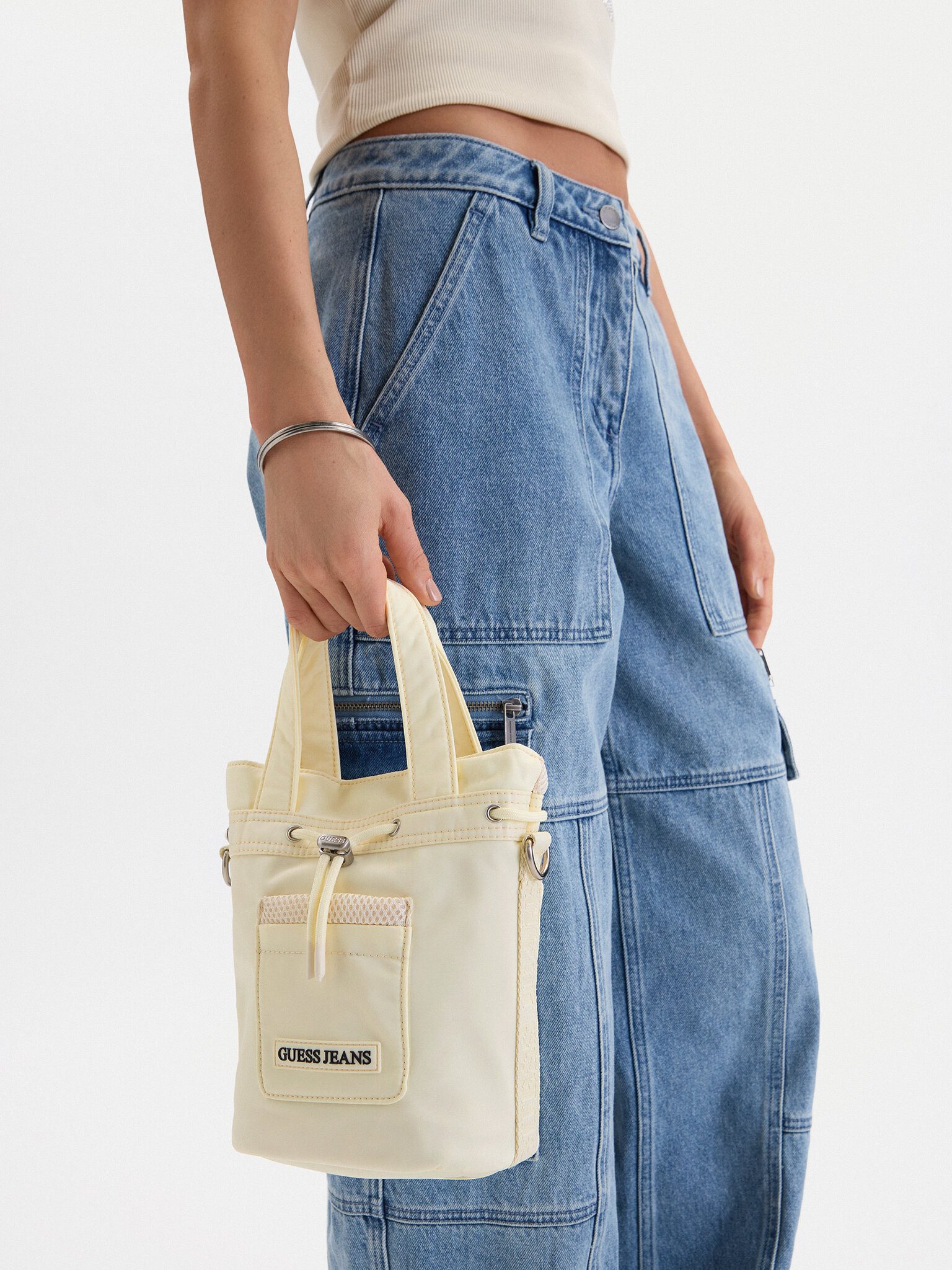 GUESS JEANS Handtasche Guess Jeans Damenhandtasche Écru GUESS JEANS-CWBEO-GUESS-XC-006-09 Bei