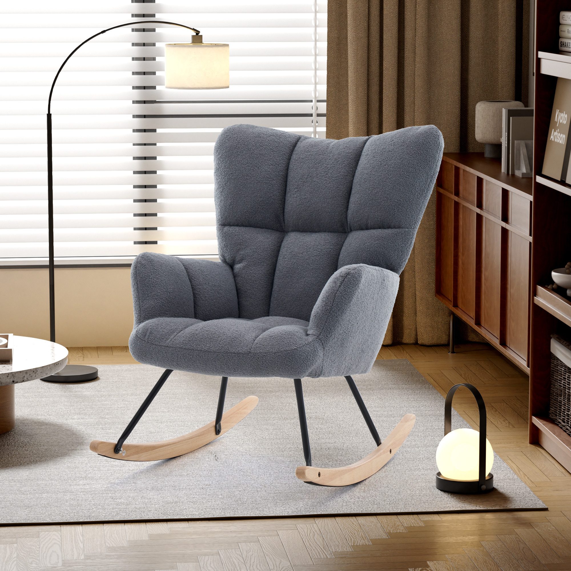 HAUSS SPOLE Schaukelstuhl Relaxsessel Schaukelsessel mit Bodenschutz Wohnzi günstig online kaufen