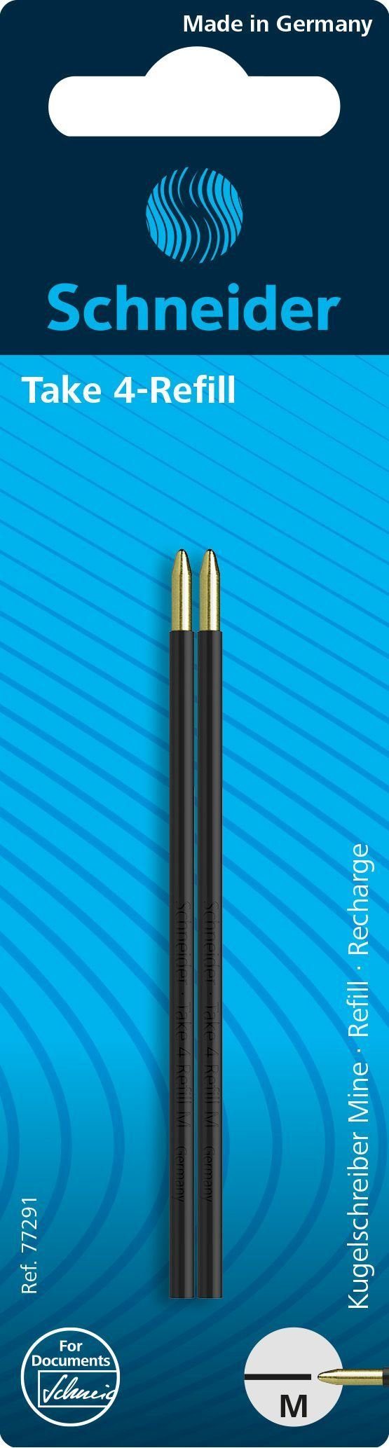 SCHNEIDER Kugelschreibermine Kugelschreibermine Take 4 Refill - M schwarz (dokumentenecht) 2 Stück