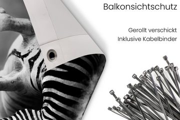 MuchoWow Balkonsichtschutz Zebra - Tiere - Schwarz - Weiß (1-St) Balkonbanner, Sichtschutz für den Balkon, Robustes und wetterfest