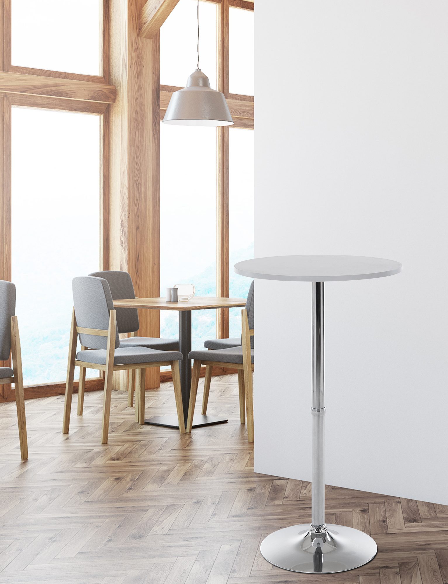 CLP Bartisch Stehtisch Rund (1er), mit Holz-Tischplatte & Metall-Gestell