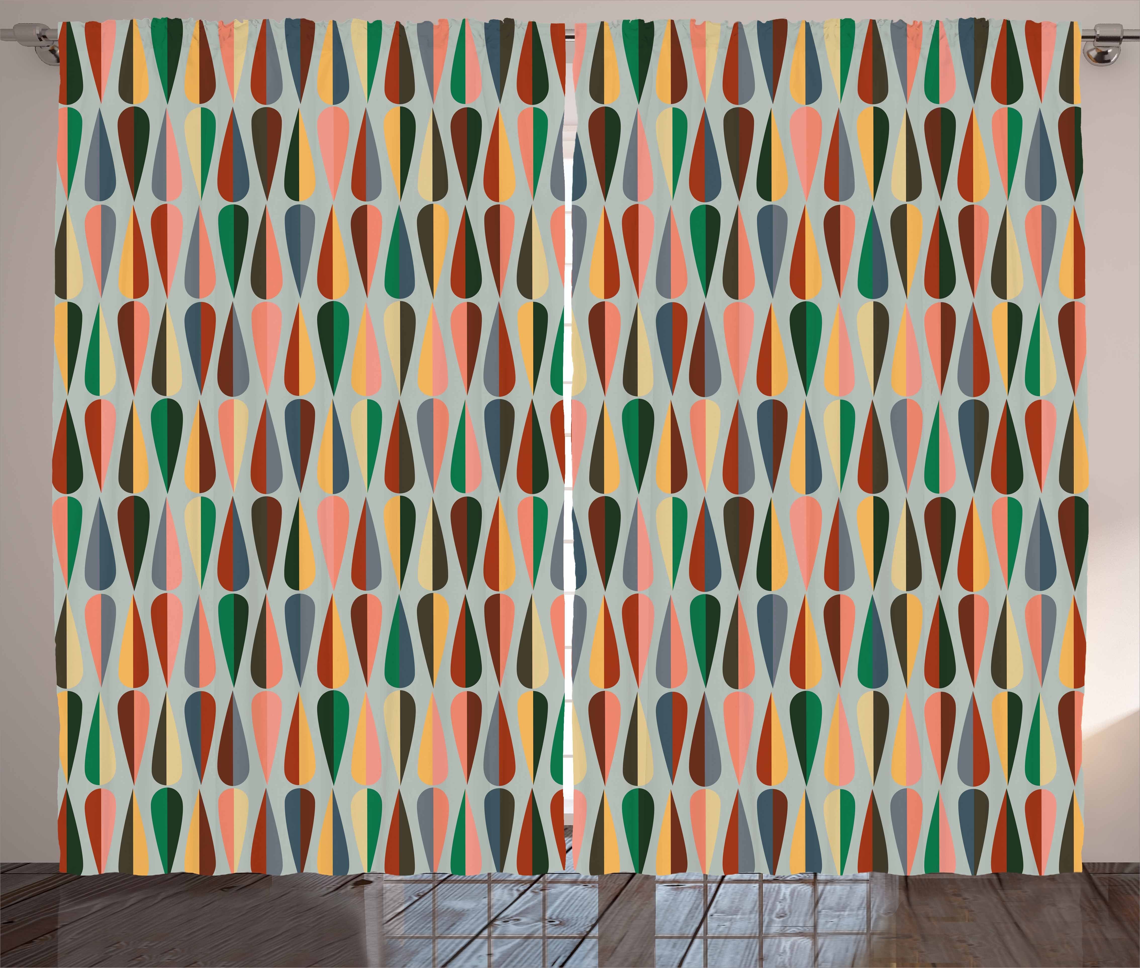 Kräuselband Schlaufen Abakuhaus, Gardine Farbe Mitte Jahrhunderts Schlafzimmer und Vorhang 2 Droplets des Haken, mit