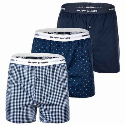 HAPPY SHORTS Boxershorts Herren Web-Boxershorts, 3er Pack - American