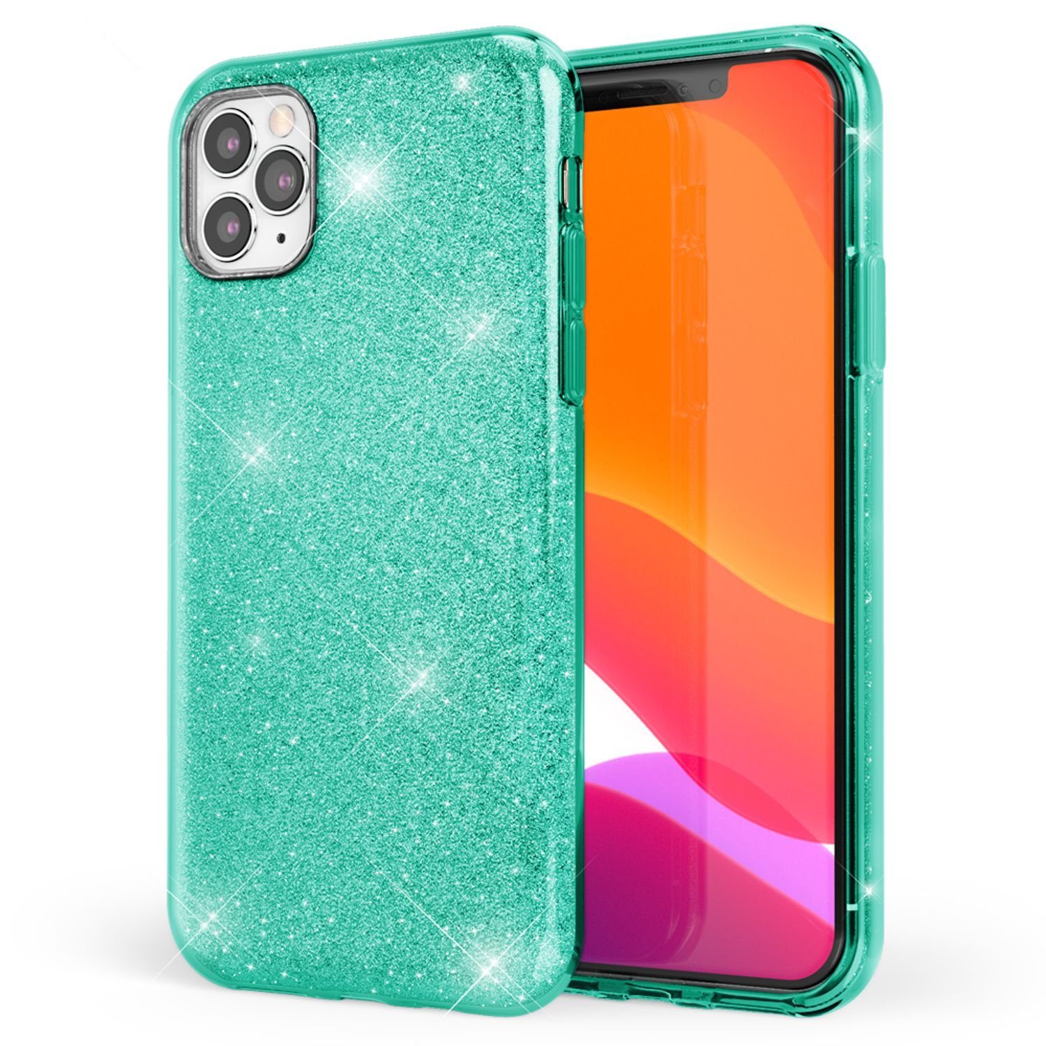 Nalia Smartphone-Hülle Apple iPhone 11 Pro 14,7 cm (5,8 Zoll), Glitzer Silikon Hülle / Glänzender Hybrid Schutz / Stoßfest & Robust