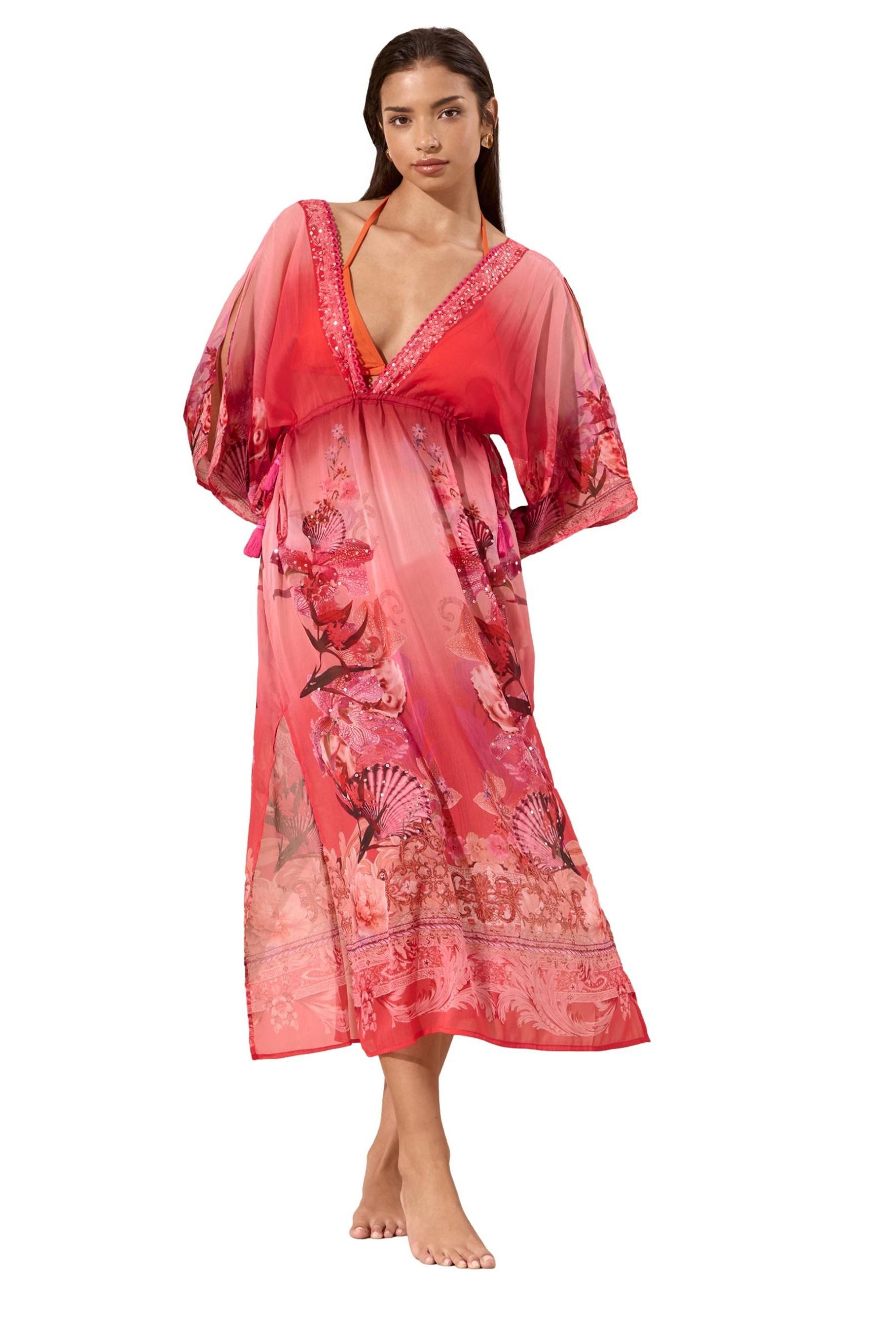 LIPSY Strandkleid Lipsy Chelsea Maxi-Kaftan mit China-Print (1-tlg)