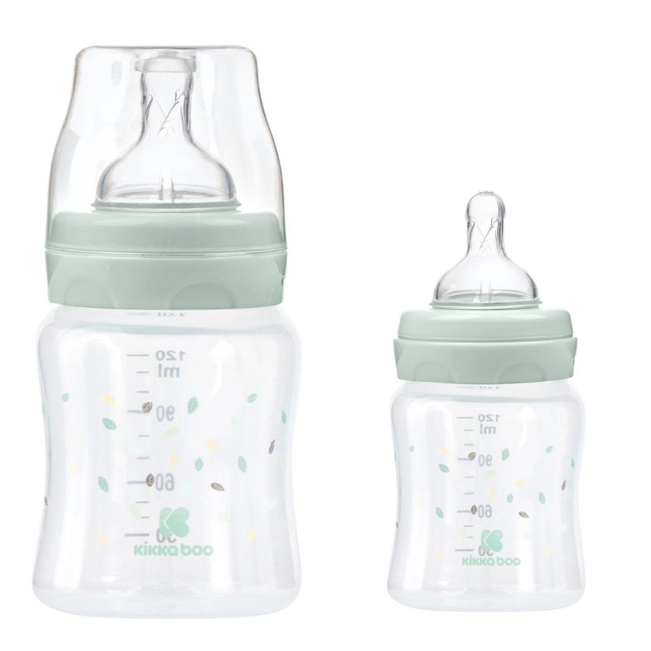 Kikkaboo Babyflasche grün S, Größe 120 ab ml, Anti-Kolik-Sauger Geburt Weithals, Babyflasche PP