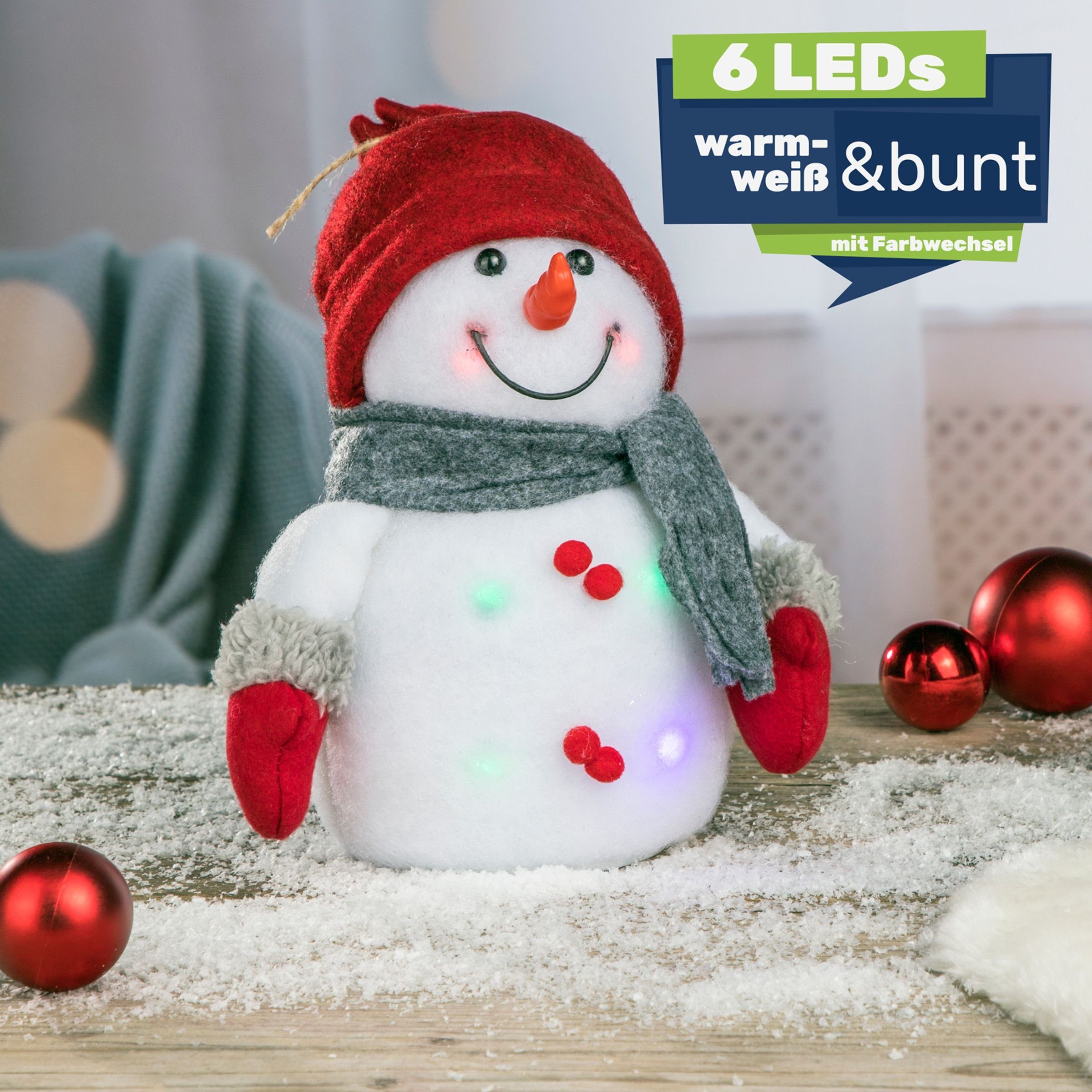Gravidus Schneemann Dekorativer Schneemann LED Figur bunt Innenbereich 24 c günstig online kaufen