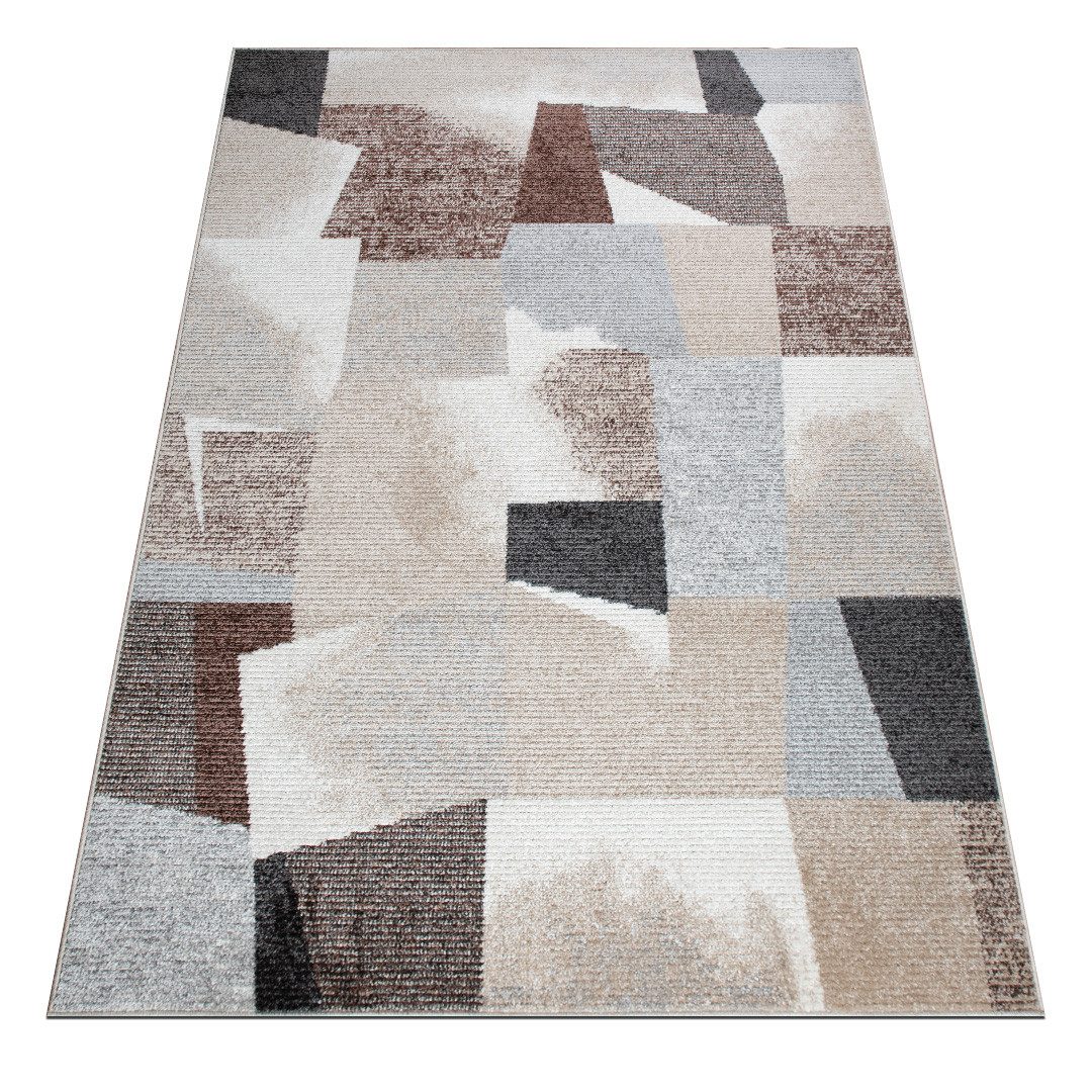 oKu-Tex Teppich HARMONIA, Wohnzimmer, Hoch-Tief-Effekt, weicher Kurzflor, r günstig online kaufen