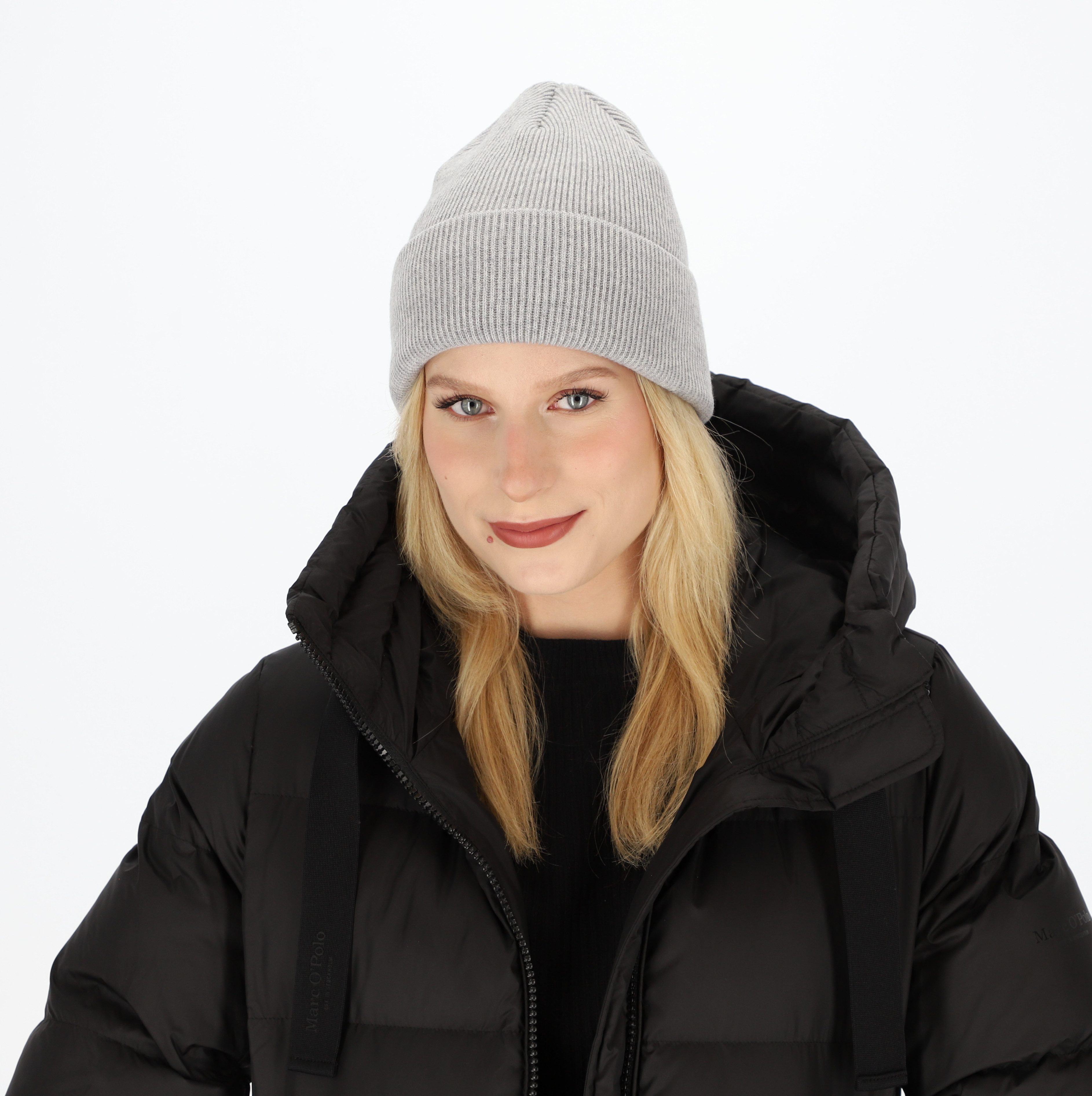 halsüberkopf Accessoires Strickmütze Strickmütze mit feiner Rippe Made in Germany!