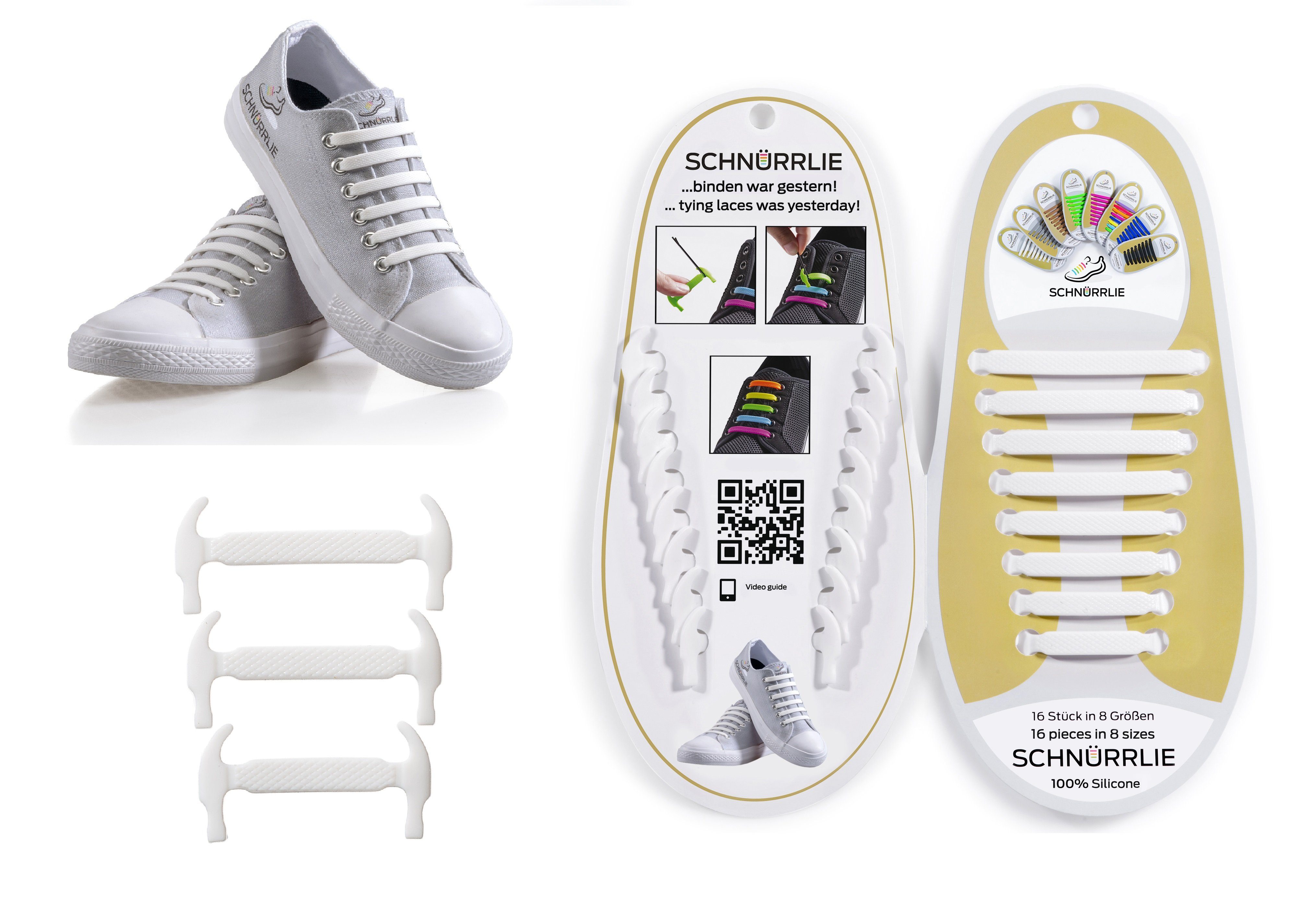 SCHNÜRRLIE Schnürsenkel Silikon Schnürbänder - elastische flache Laces, für Кроссовки, Turnschuhe, Sportschuhe uvm