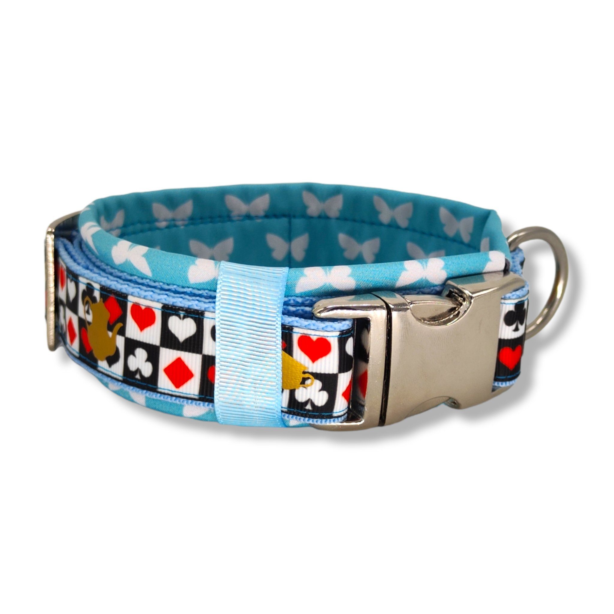 D by E Couture Hunde-Halsband "Wonderland III", gepolstert, verstellbar, 30mm breit, Handmade