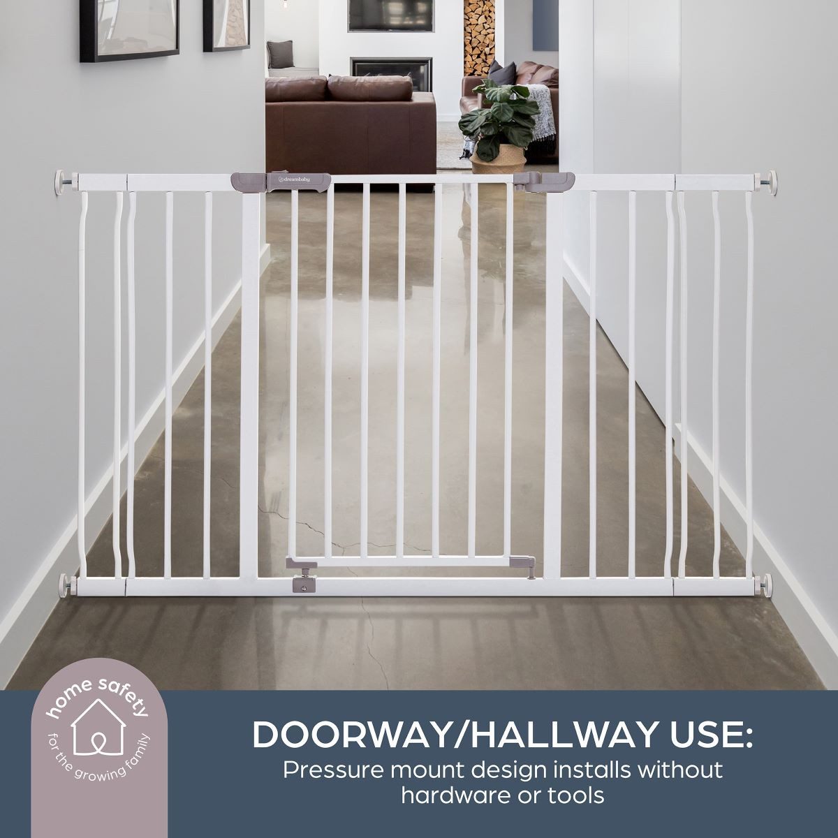 Dreambaby Türschutzgitter Treppenschutzgitter, Türschutzgitter "Ava Wide Gate Plus", 99-132,5 cm, auch als Türschutzgitter verwendbar, für 99-132,5 cm breite Öffnungen
