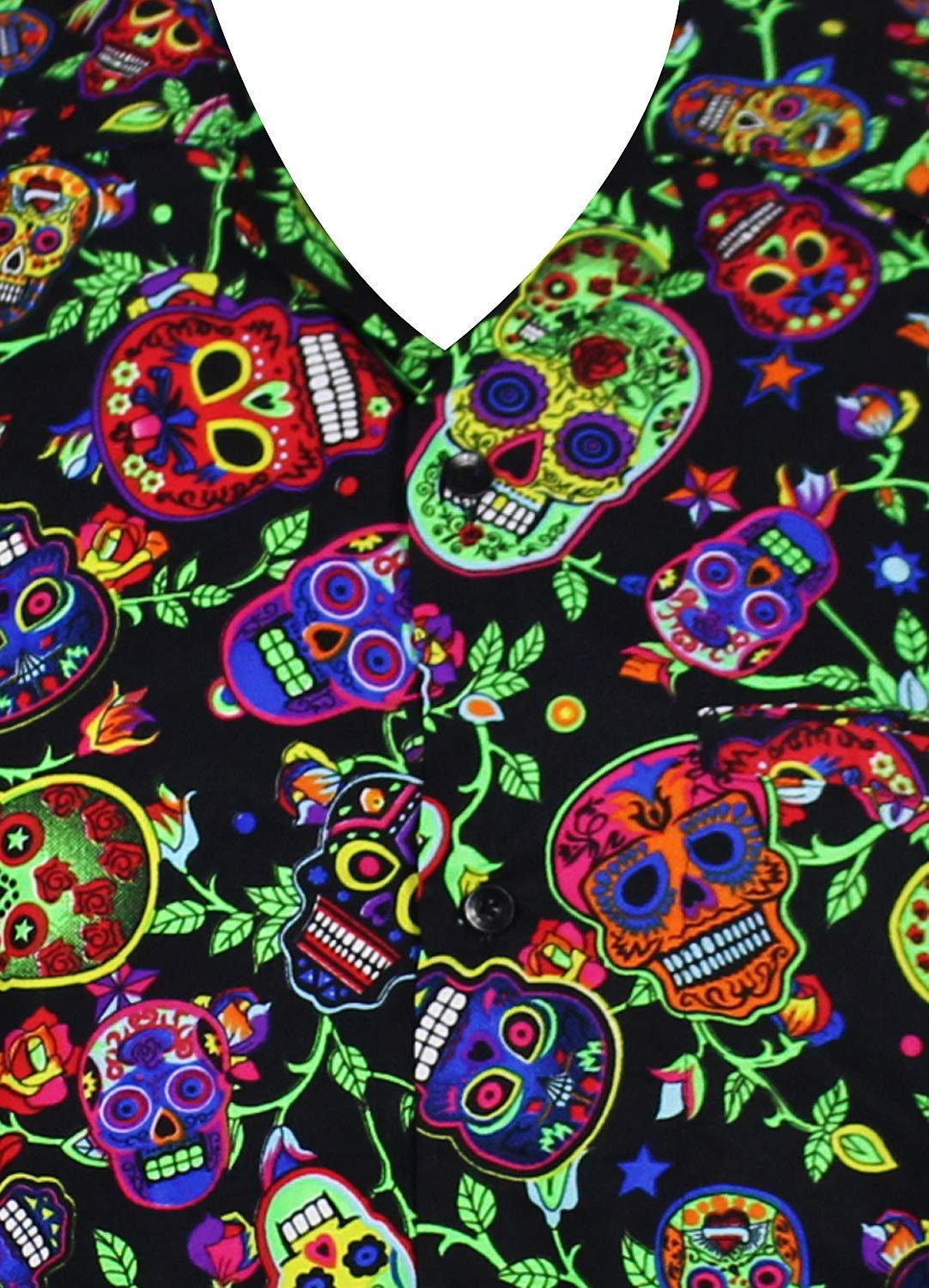 King Kameha Hawaiihemd Skull Funky Hawaii-Hemd Herren Kurzarm Front-Tasche Stylish Unisex