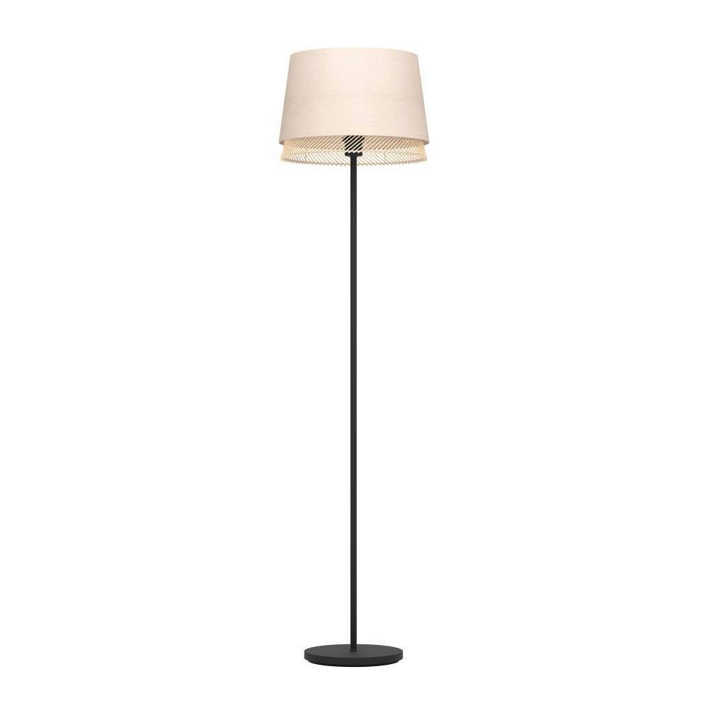 Stehlampe Tabley, schwarz/naturfarben, Höhe 153 cm, Stoff günstig online kaufen