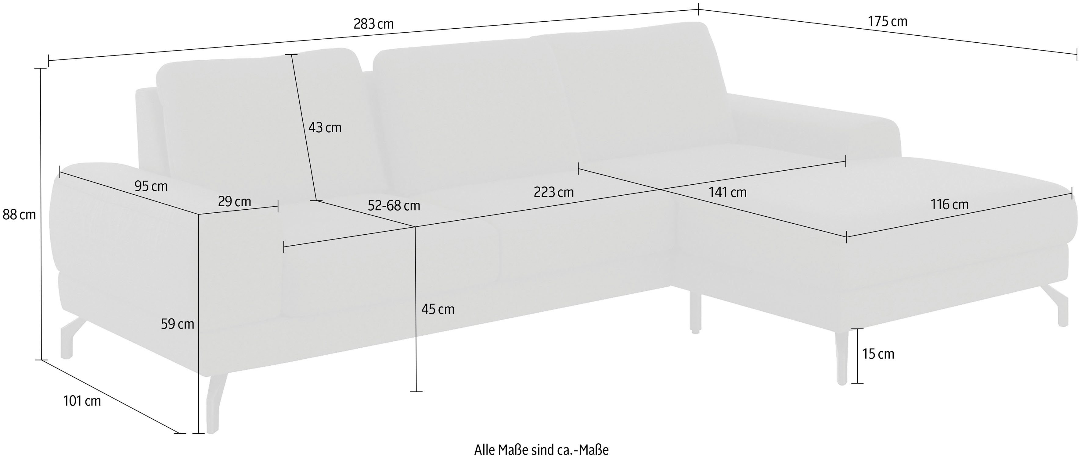 45 cm Ecksofa Cinturo, Sitzhöhe sit&more Sitztiefenverstellung Federkern, inklusive und