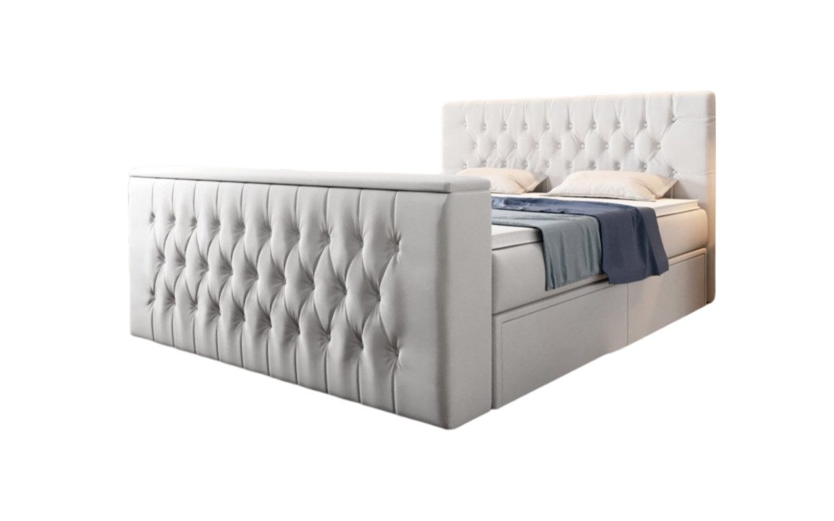 Luxusbetten24 Boxspringbett Vulnero, mit TV Lift und Stauraum (2 Schubladen)