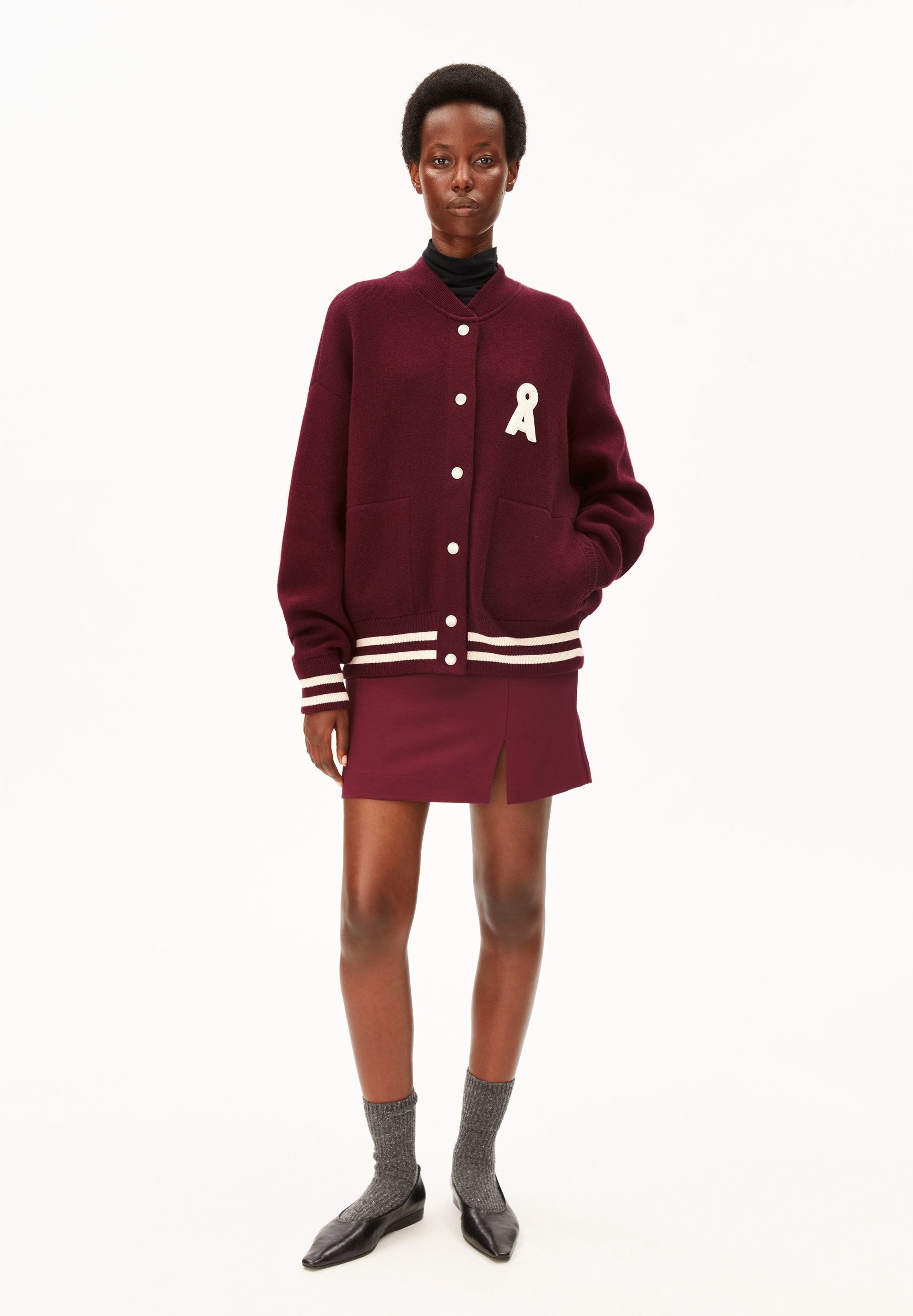 Armedangels Cardigan ICONIC Å AALISON Collegejacke aus Bio-Woll Mix (Blousonkragen, Oversized Fit) – Bild 2 von 5