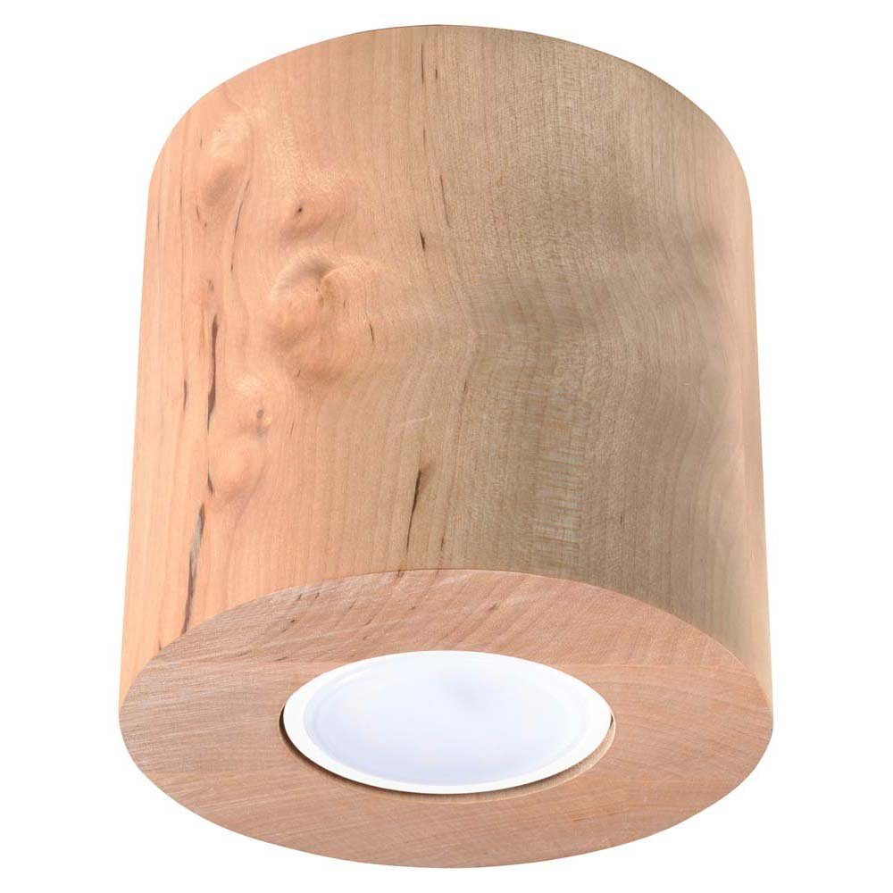 etc-shop Deckenstrahler, Leuchtmittel nicht inklusive, Deckenleuchte Deckenlampe Rund Holz H 10 cm Wohnzimmer Schlafzimmer