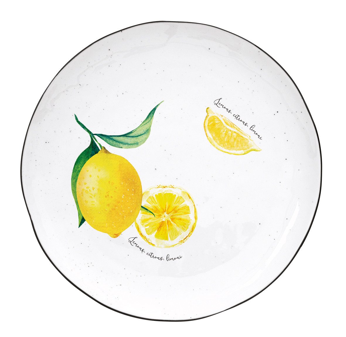 EasyLife Speiseteller Amalfi, Spülmaschinengeeignet, Weiß, Motiv: Zitronen