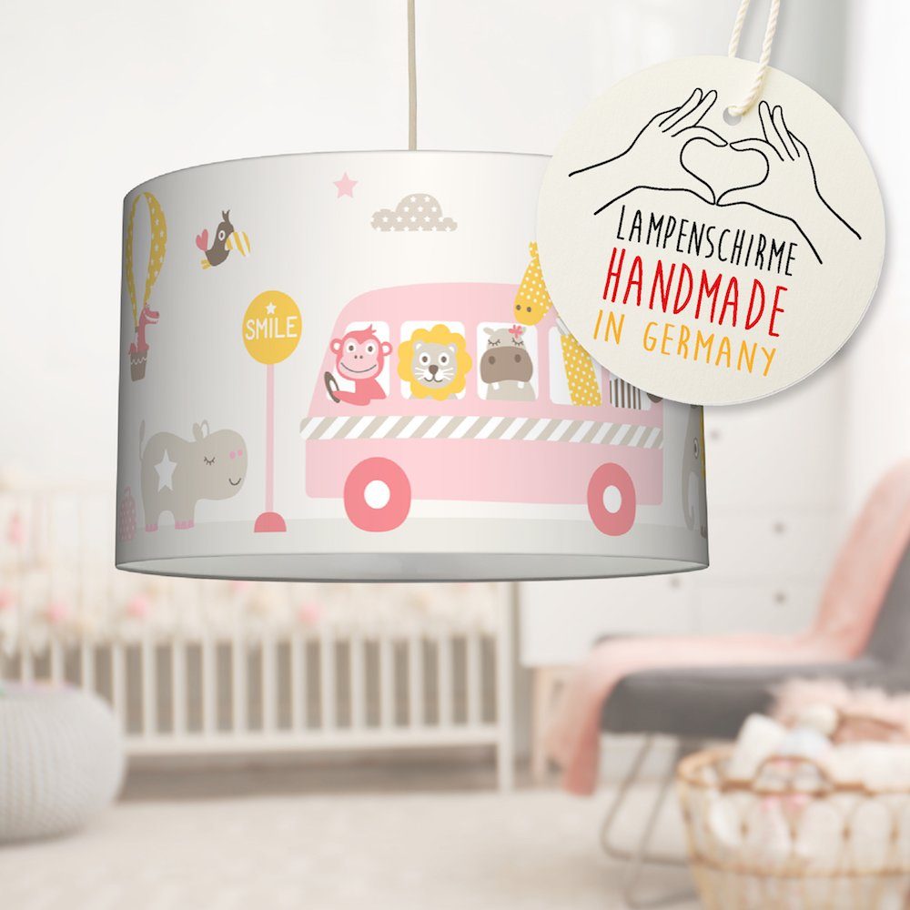 lovely label Pendelleuchte Tiere on Tour rosa/beige/gelb - Hängelampe  Kinderzimmer Baby, Plug & Shine, LED wechselbar