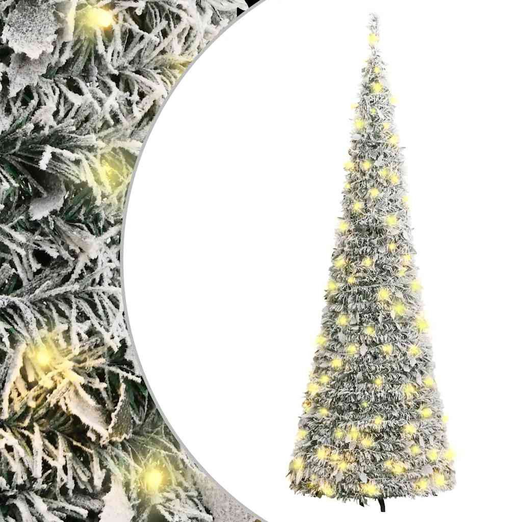 vidaXL LED Baum Pop-Up-Weihnachtsbaum Künstlich Beschneit 200 LEDs 210 cm