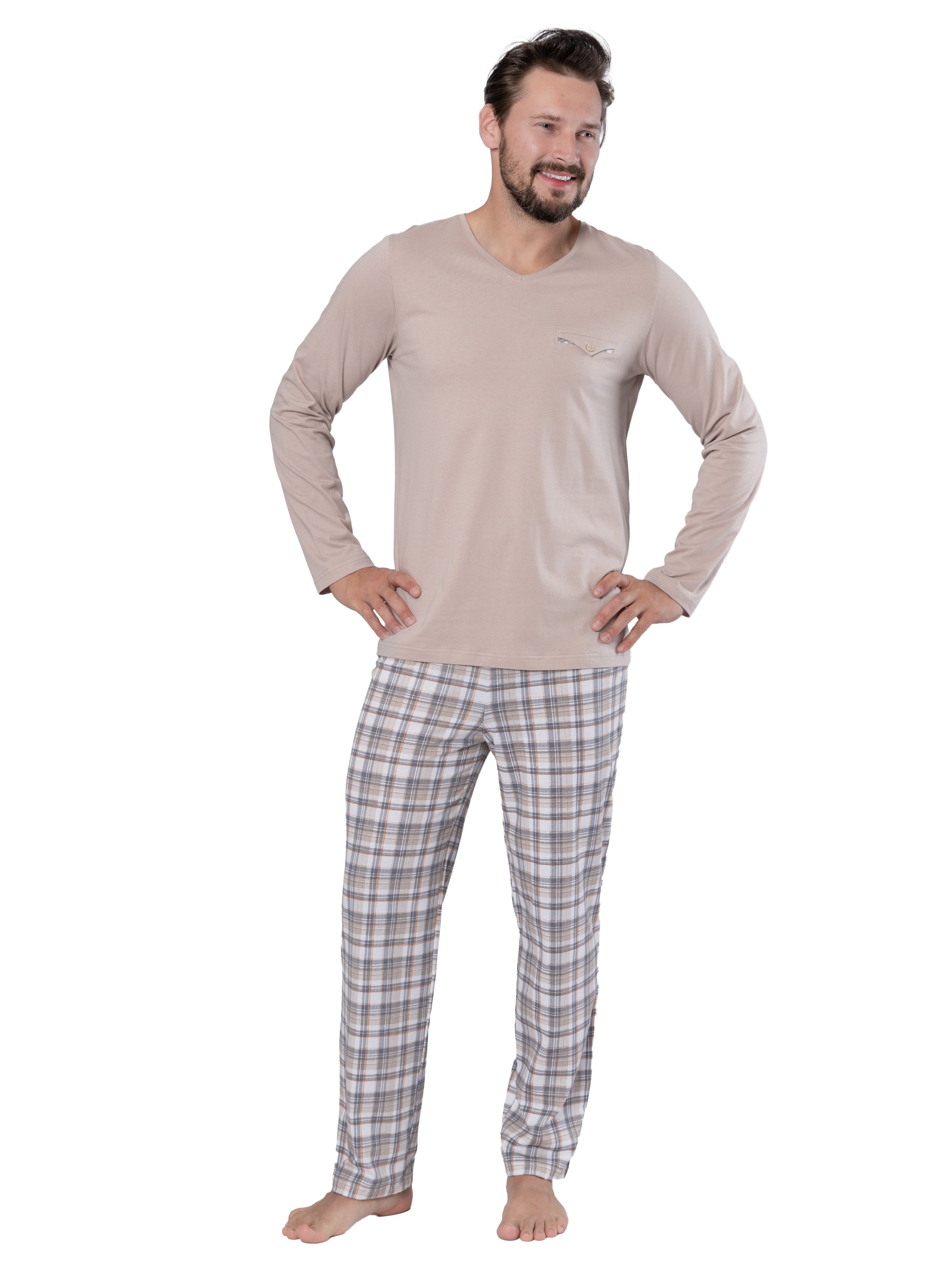 HOTBERG Pyjama langer Schlafanzug aus Baumwolle günstig online kaufen