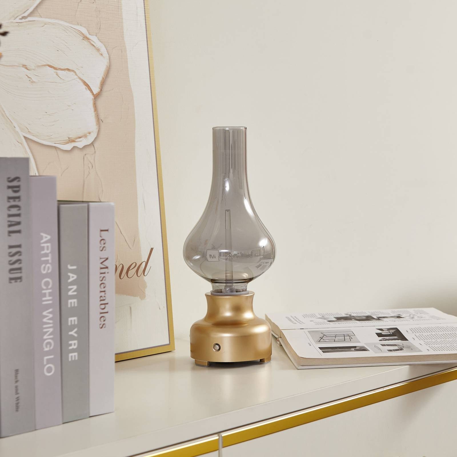 Lindby Tischleuchte Maxentius, LED, Glas Alu warmweiß IP20, 1 x 1 W LED, warmweiß