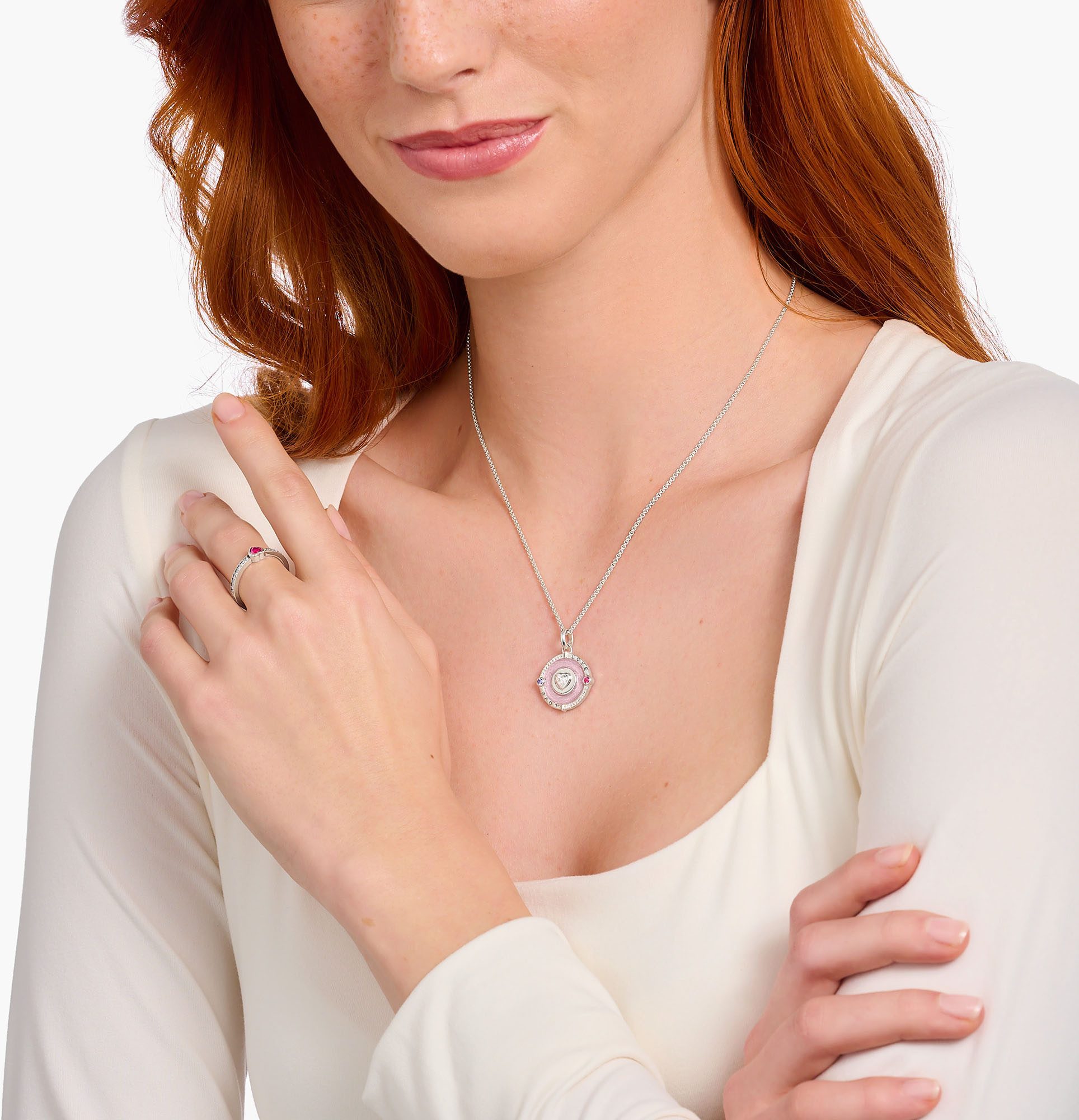 THOMAS SABO Kette mit Anhänger rosa und... THOMAS SABO Kette mit Anhänger rosa und...