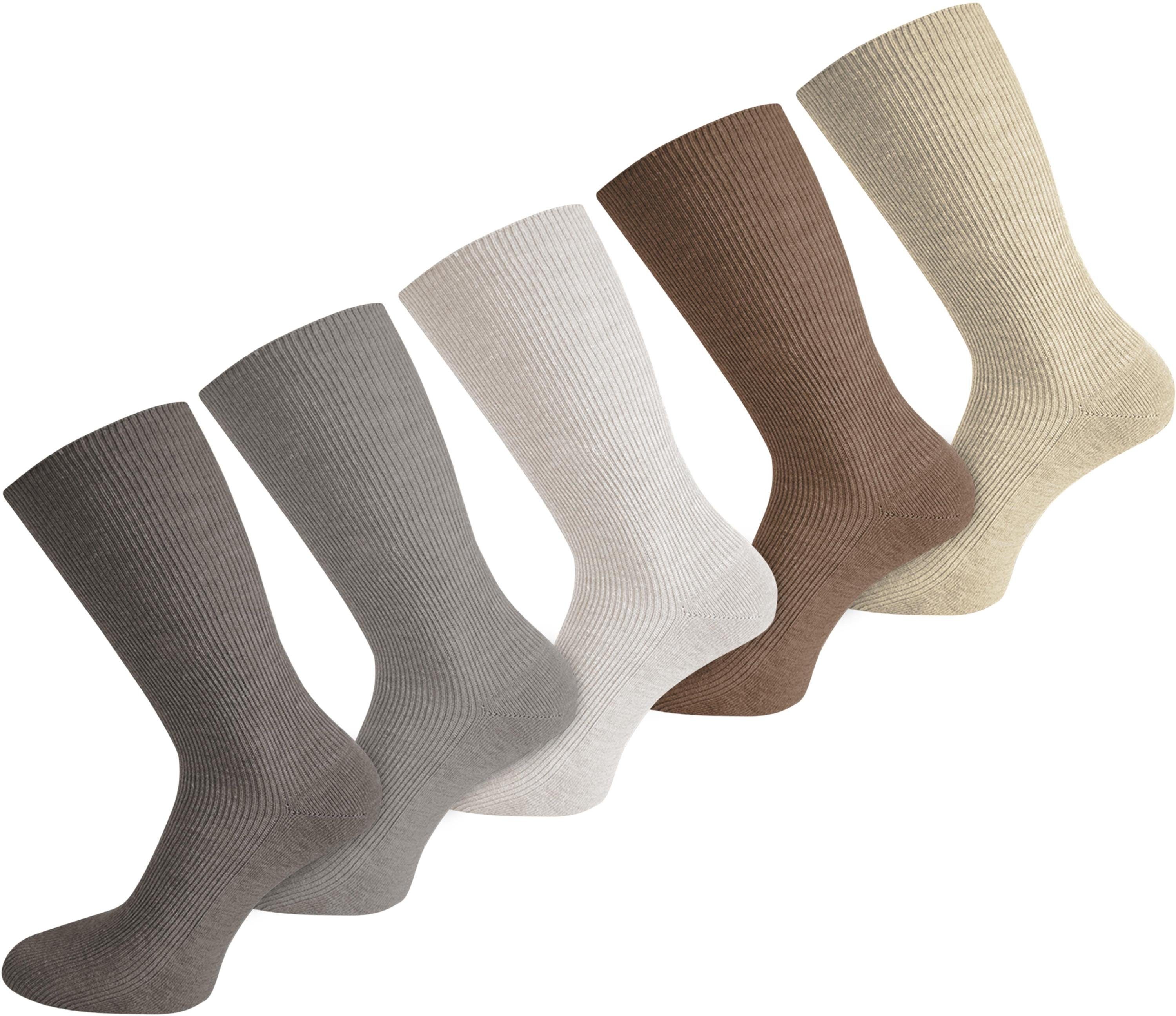 normani Diabetikersocken 10 Paar Gesundheitssocken mit hohem Baumwollanteil (10 Paar) ohne einschneidendes Bündchen