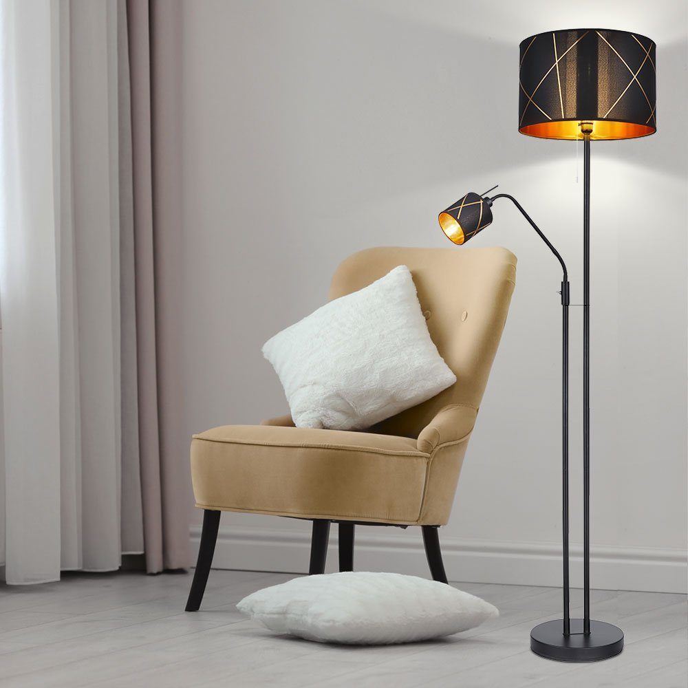 Globo LED Stehlampe, Leuchtmittel Warmweiß, gold mit Stehlampe Farbwechsel, schwarz Wohnzimmer Deckenfluter inklusive, Leselampe