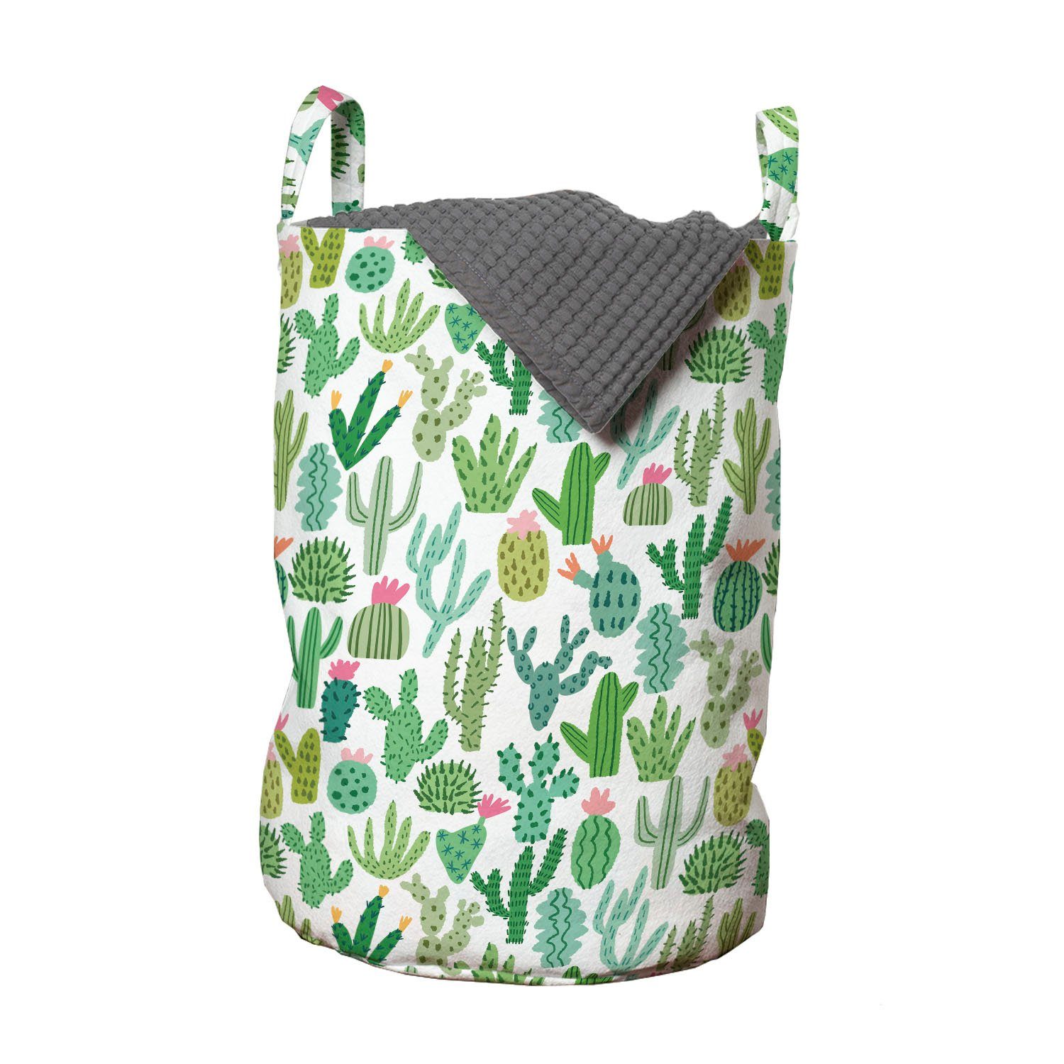 Abakuhaus Wäschesäckchen Wäschekorb mit Griffen Kordelzugverschluss für Waschsalons, Kaktus Mexikanische Thema Kakteen Pflanzen