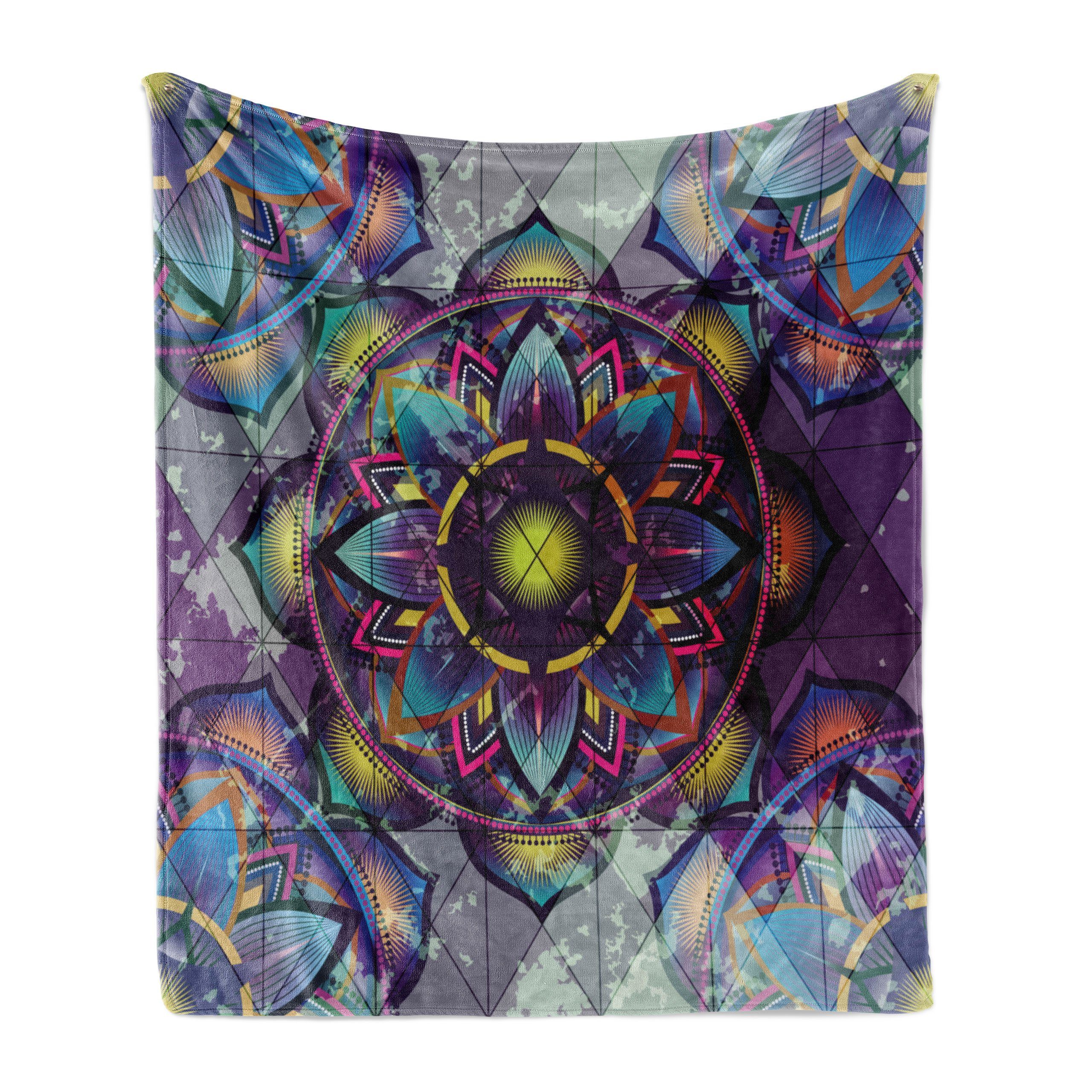 Wohndecke Gemütlicher Plüsch für den Innen- und Außenbereich, Abakuhaus, Blatt Grunge Futuristic Mandala