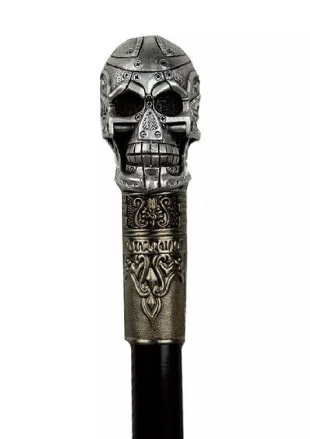 Zoelibat Blaster Gehstock aus Metall, Totenkopf mit Geldfach