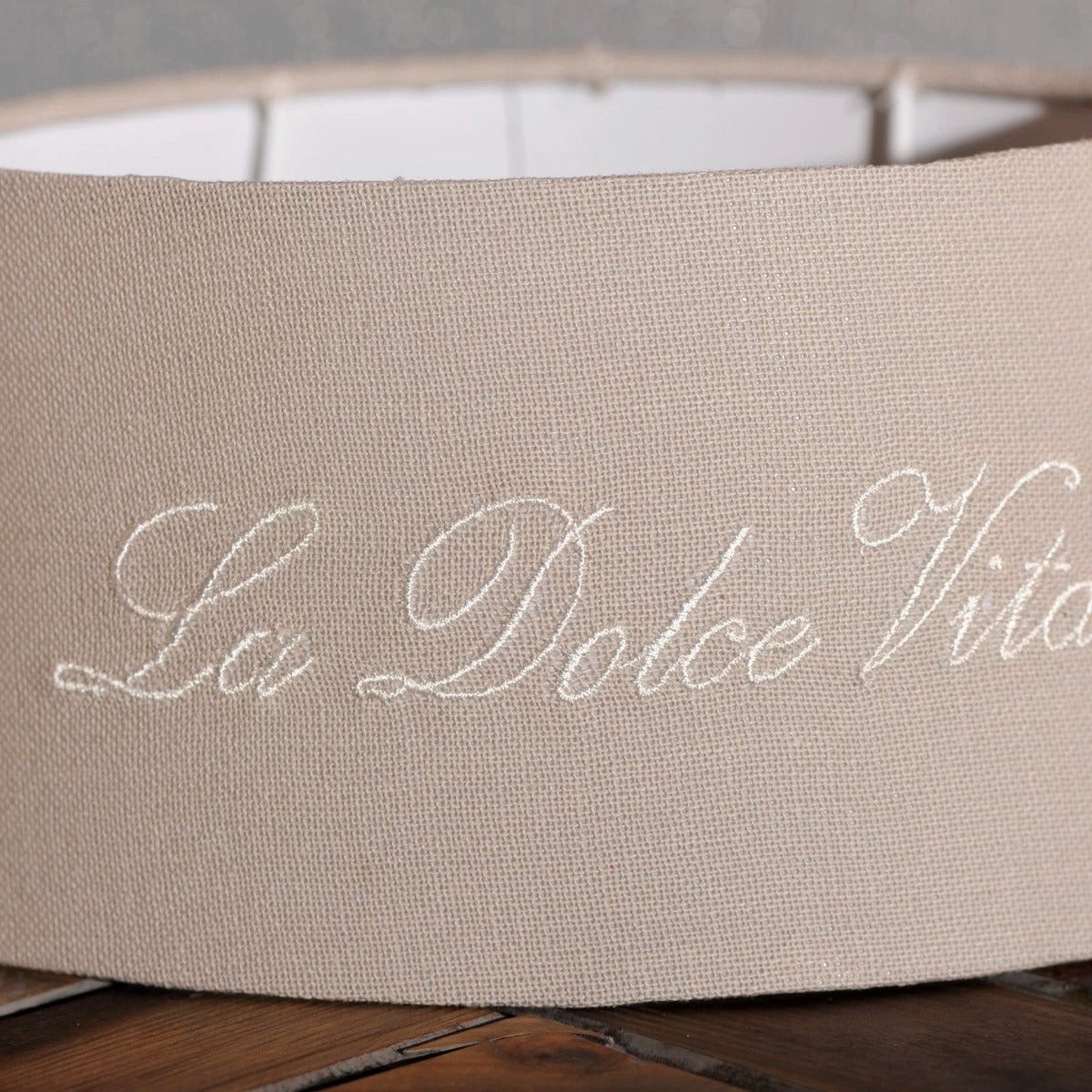 Dirk Davids Leuchten GmbH Lampenschirm Lampenschirm Oval La Dolce Vita Grau für Tischleuchte 25-20-12, Stilvoll und elegant
