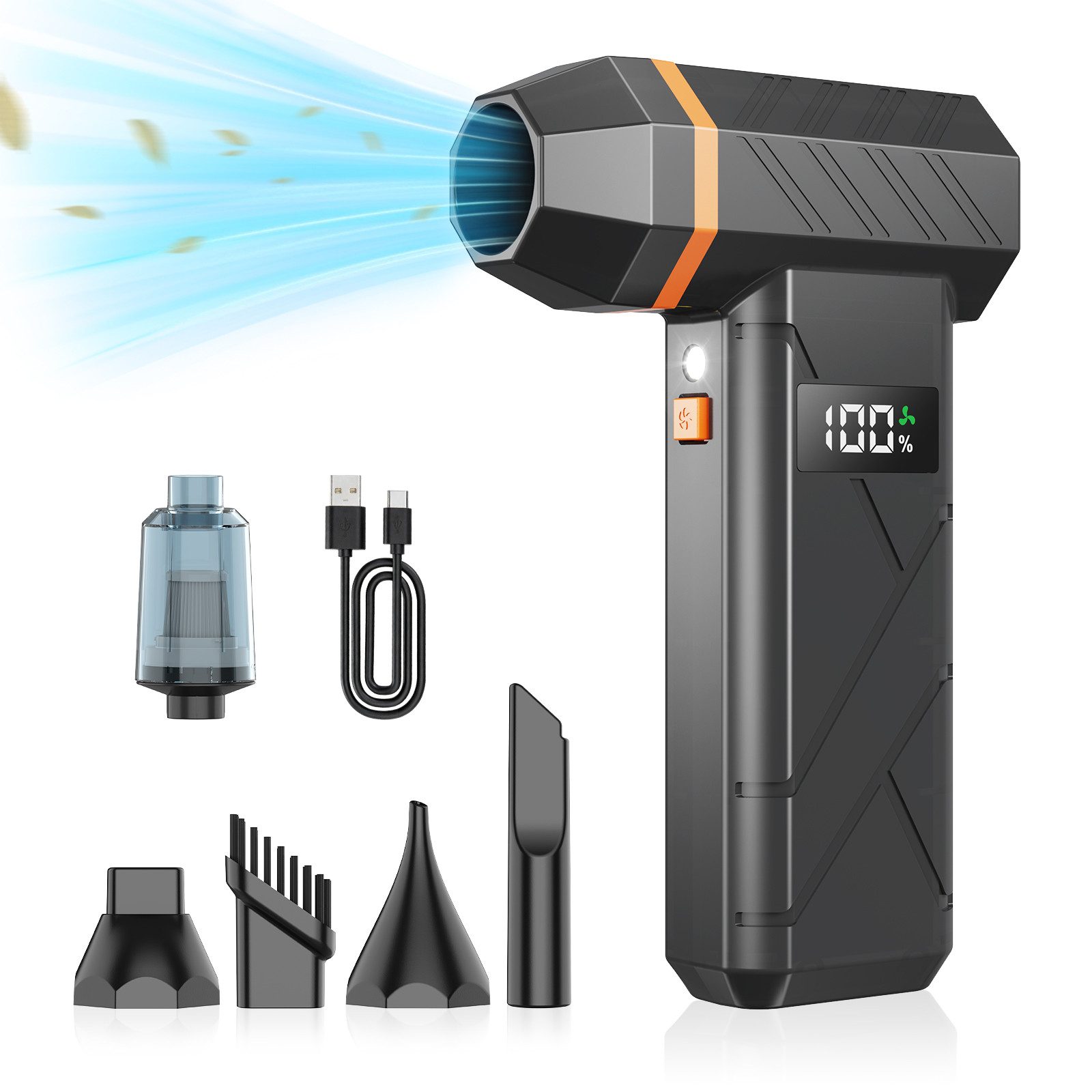 INSE Akku-Handstaubsauger L1-M Elektrischer Air Duster, 180 W, beutellos, 140000U/min, 4 Geschwindigkeitsstufen, Schnellladefunktion, Zubehörset