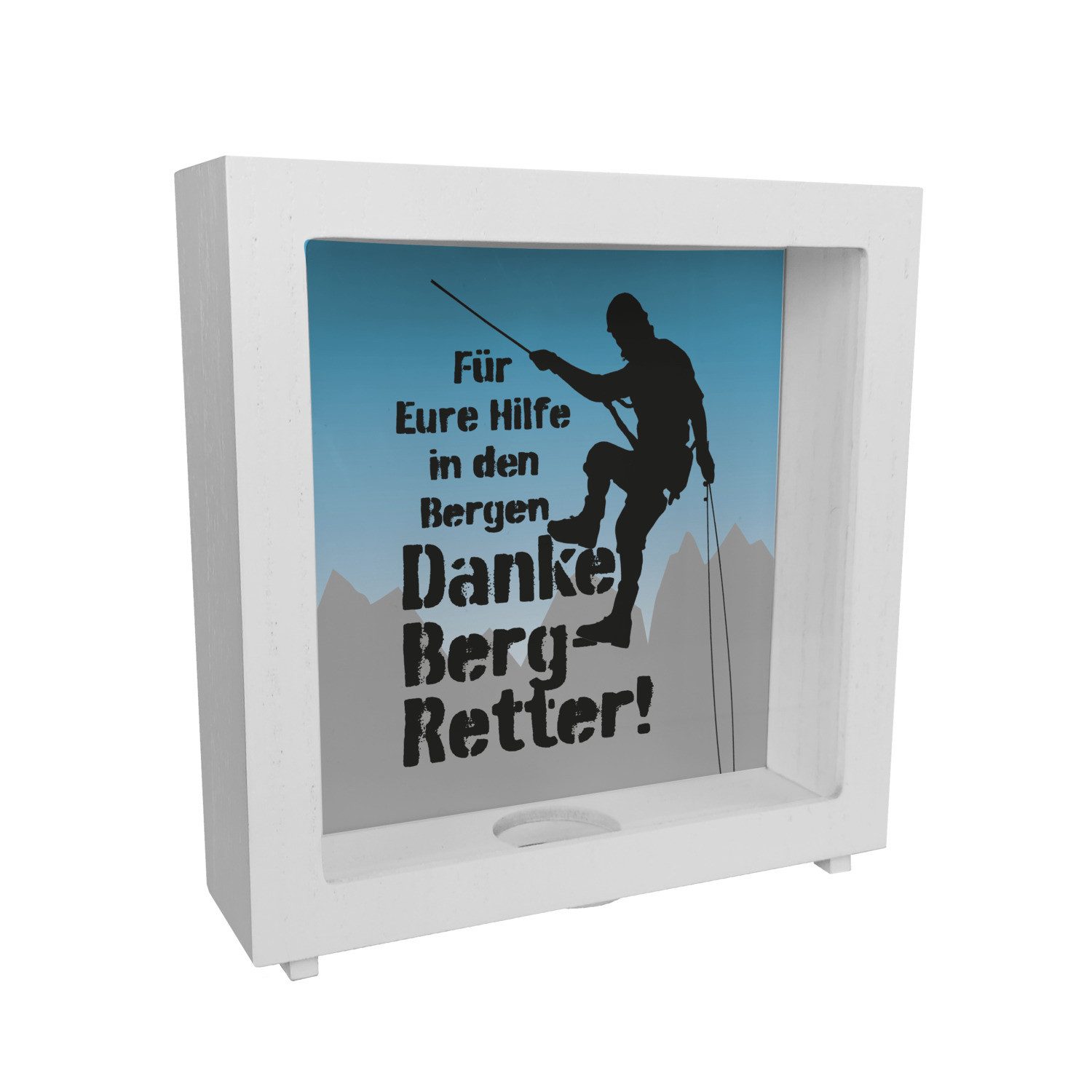 Spardose Danke an die Bergretter Rahmen Spardose aus Holz