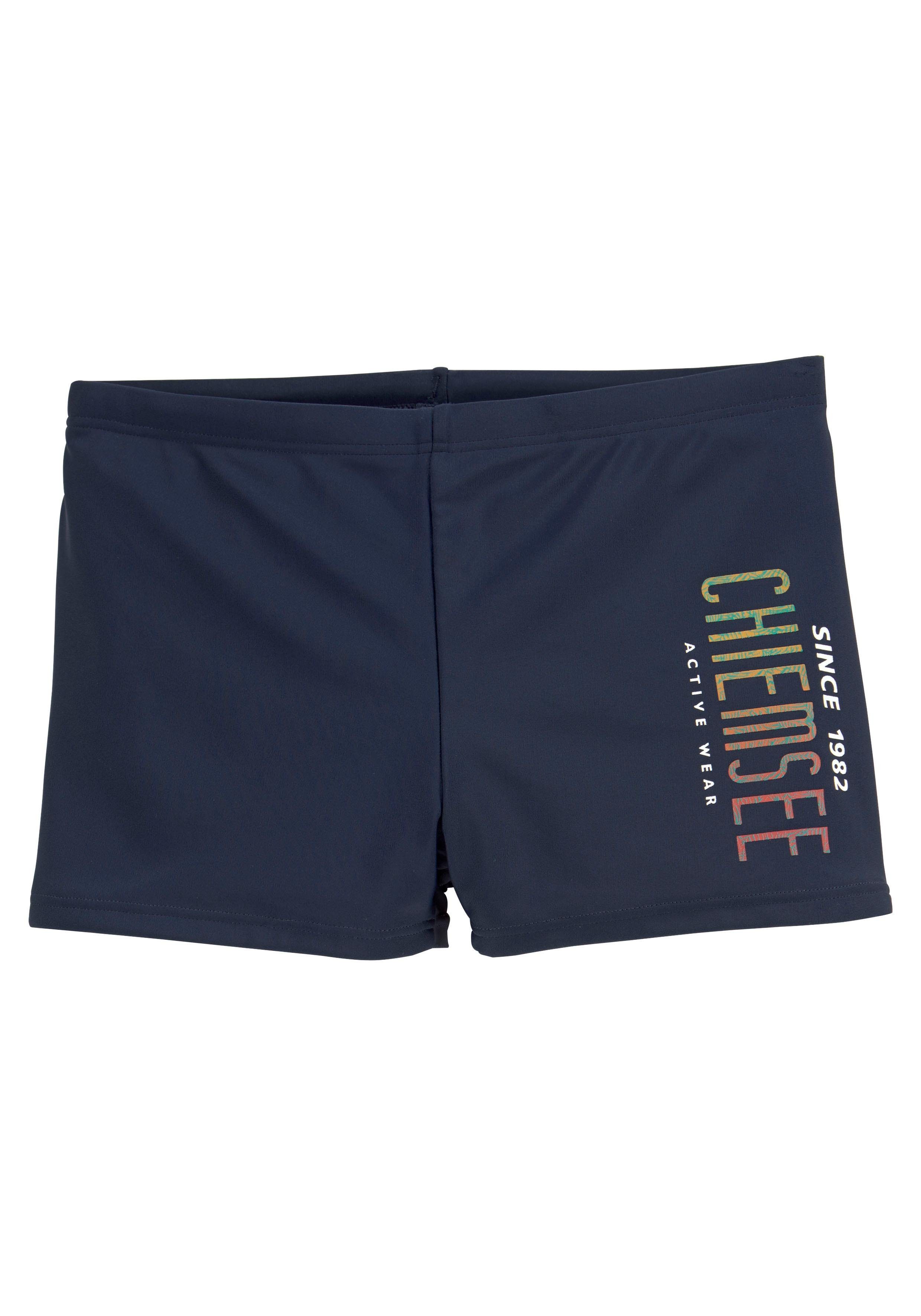 Chiemsee marine Boxer-Badehose mit Logodruck