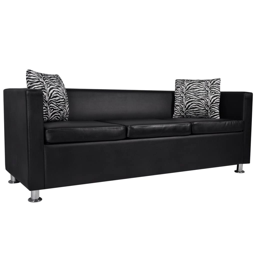 DOTMALL Loungesofa 3-Sitzer Sofa 1 Teile, für Wohnzimmer, Kunstleder Schwarz
